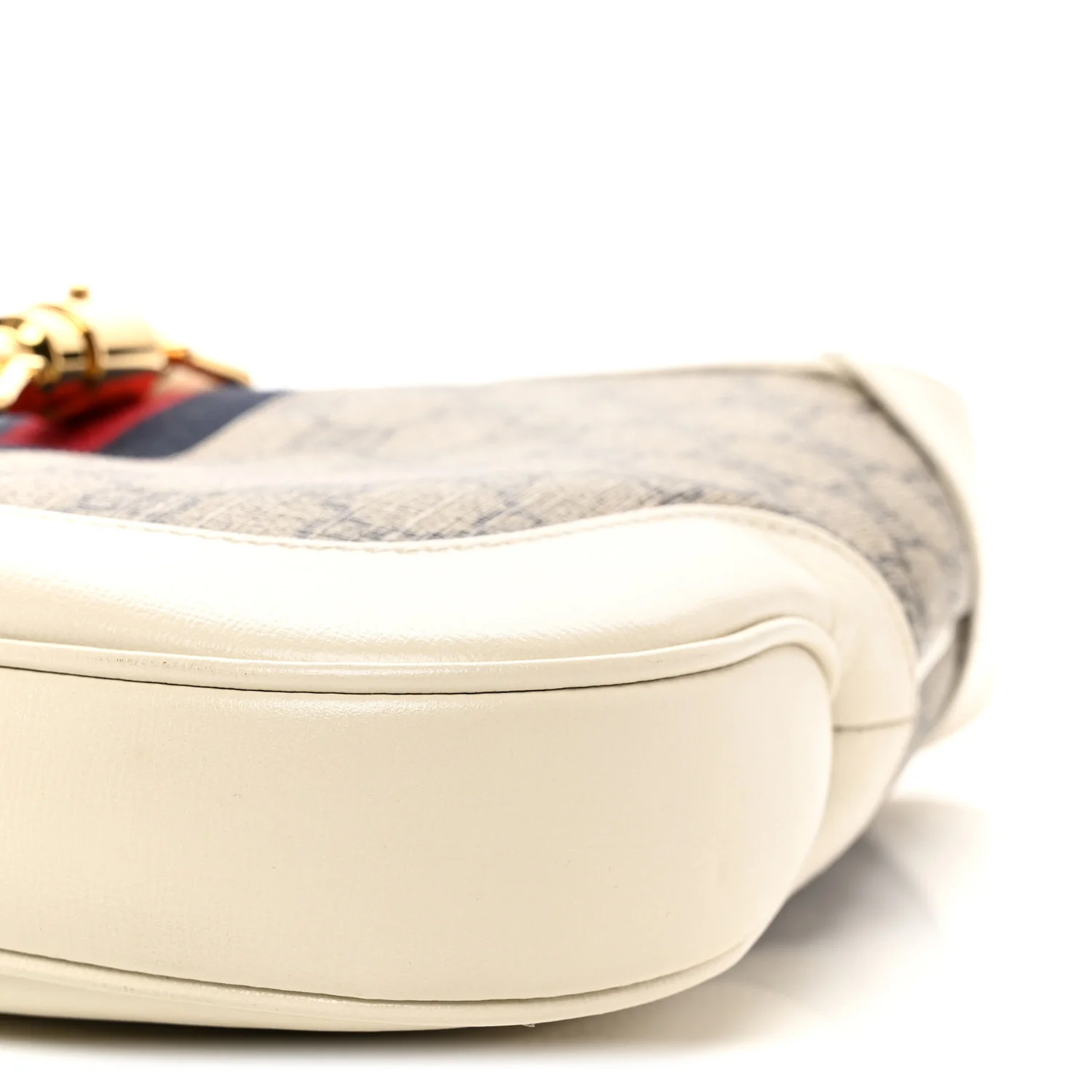 GG Supreme Monogram Azalea Calfskin Web Small Jackie 1961 Hobo Beige Ebony Mystic White