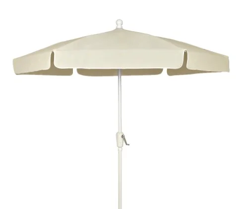 7.5 ft. 6 Rib Crank Champagne Bronze Hex Garden Umbrella with Natural Vinyl Coated Weave Canopy