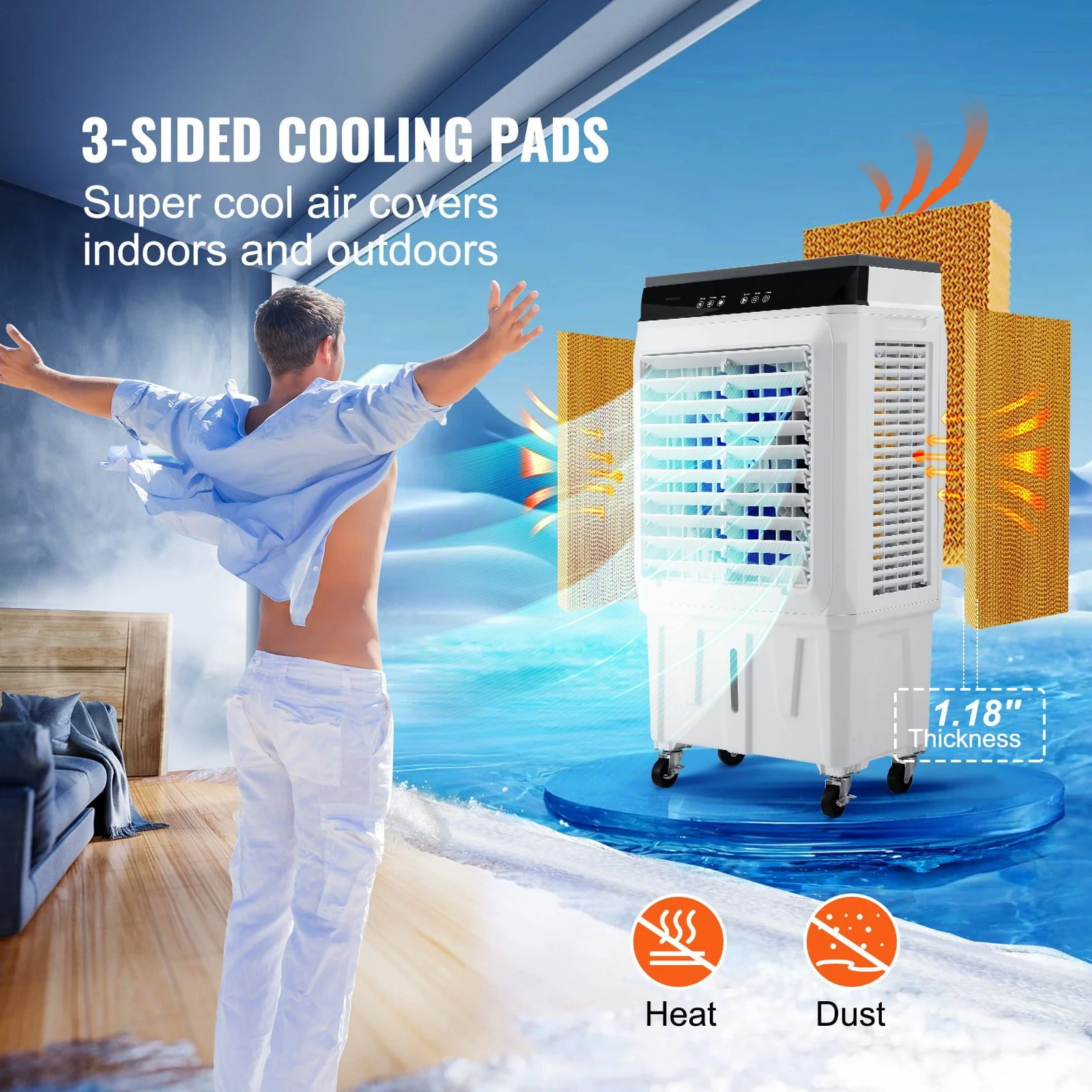 BENTISM Evaporative Cooler Swamp Cooler 3 in 1 2100 CFM 7 Gal 12h Timer Air Humidifier Image 3
