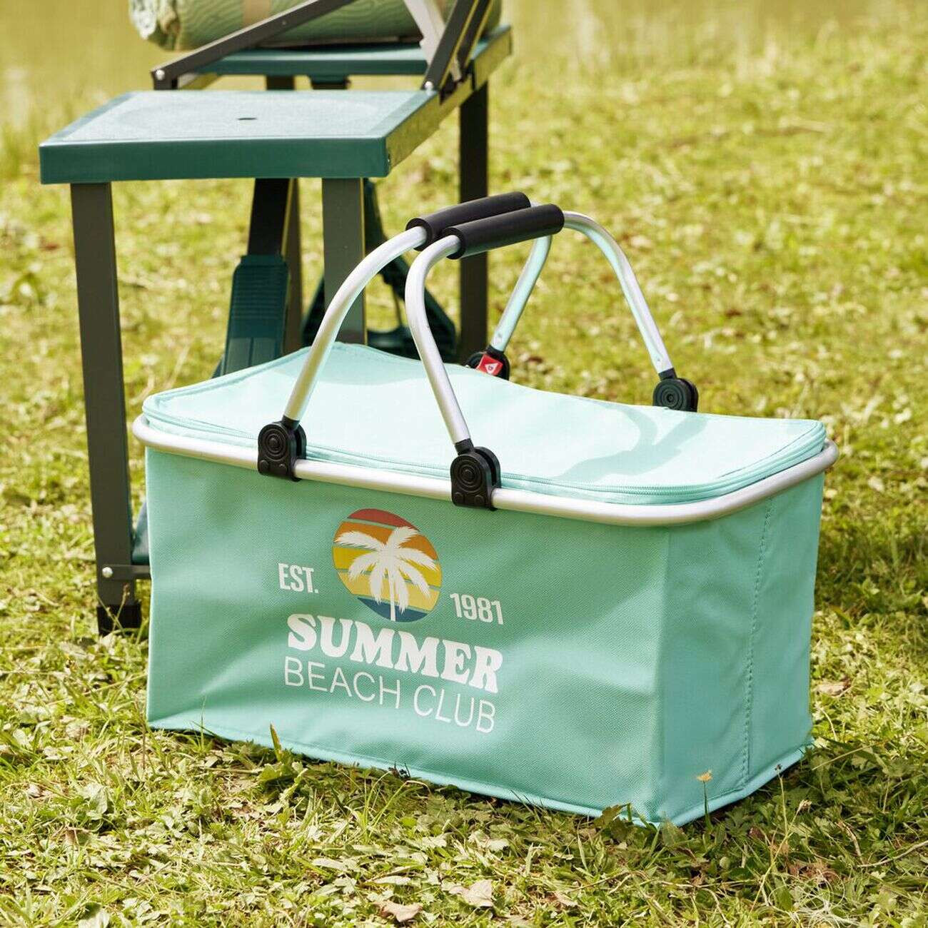 Panier fraîcheur isotherme 20L pliable alu et tissu vert 48x27xH24cm