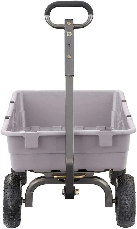 Heavy Duty Poly Utility Dump Wagon Garden Cart W/pneumatic Tires, 6 Cu ft - 1200 lb Capacity Outdoor Wheelbarrow for Yard, Landscaping &…