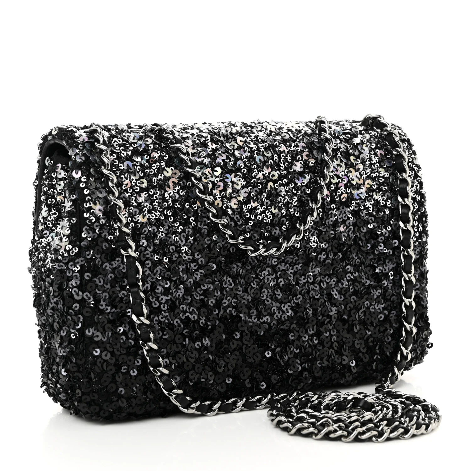 Shaded Sequins Mini Flap Black