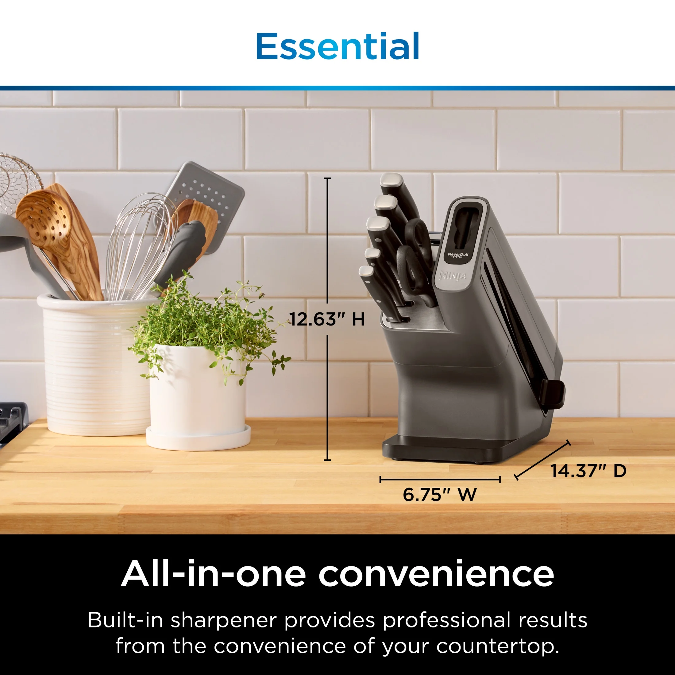 Ninja? Neverdull? 7 - Piece Prep Knife System, Essential, Stainless Steel, Built - in Sharpener, K12007BRN