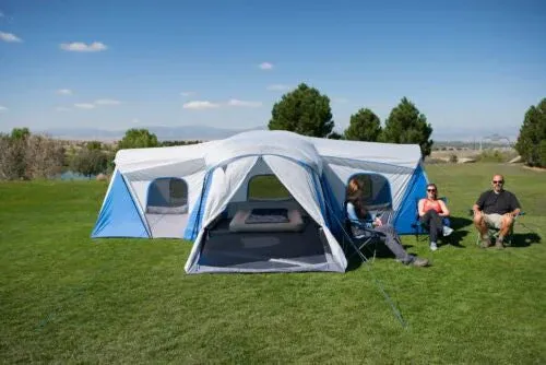 Tente familiale cabane de 16 personnes avec 3 pièces et 3 entrées
