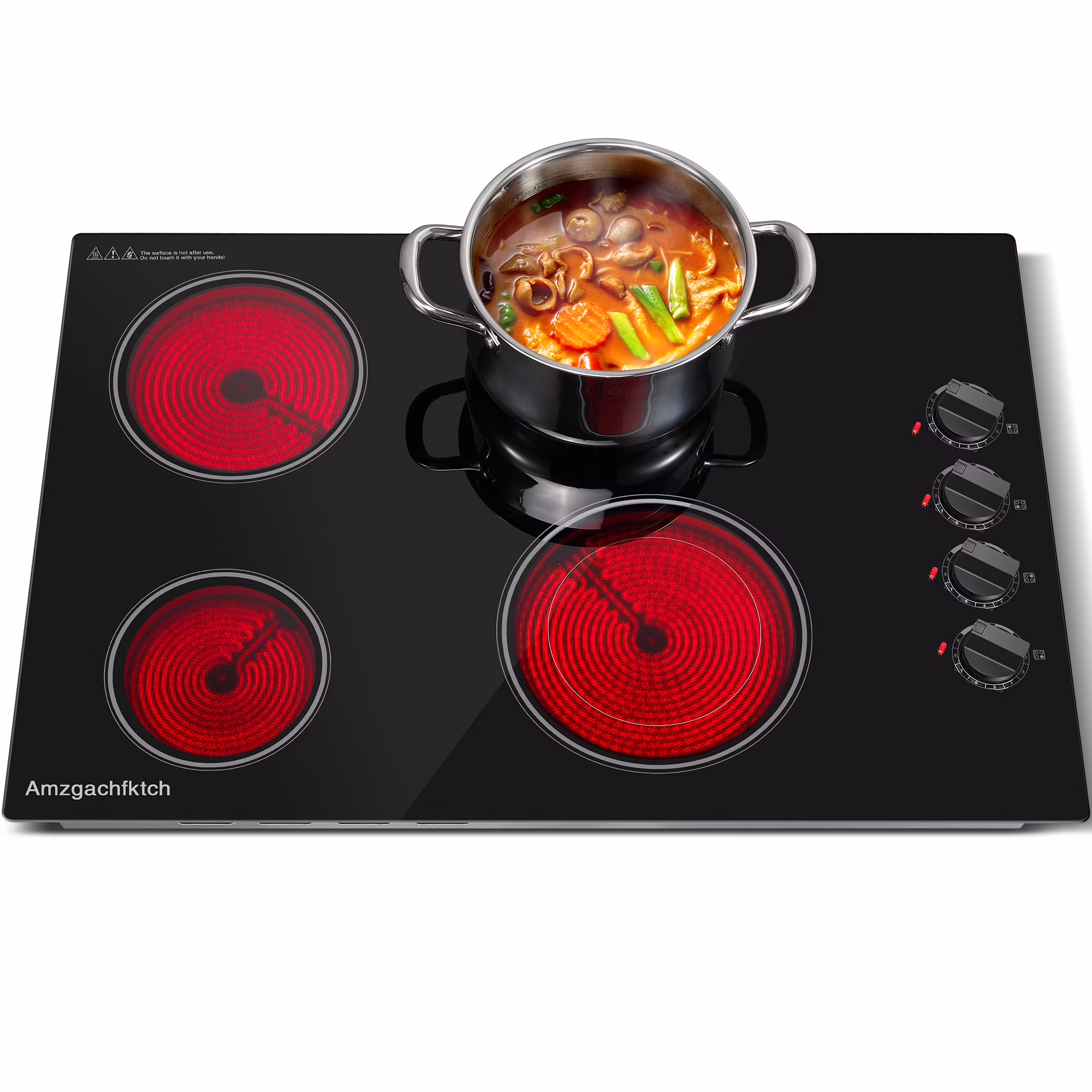 30 inch 4 Burner Built in Electric Ceramic Cooktop 6700W 240V with Hot Surface Indicator Radiation-Free ETL Certified