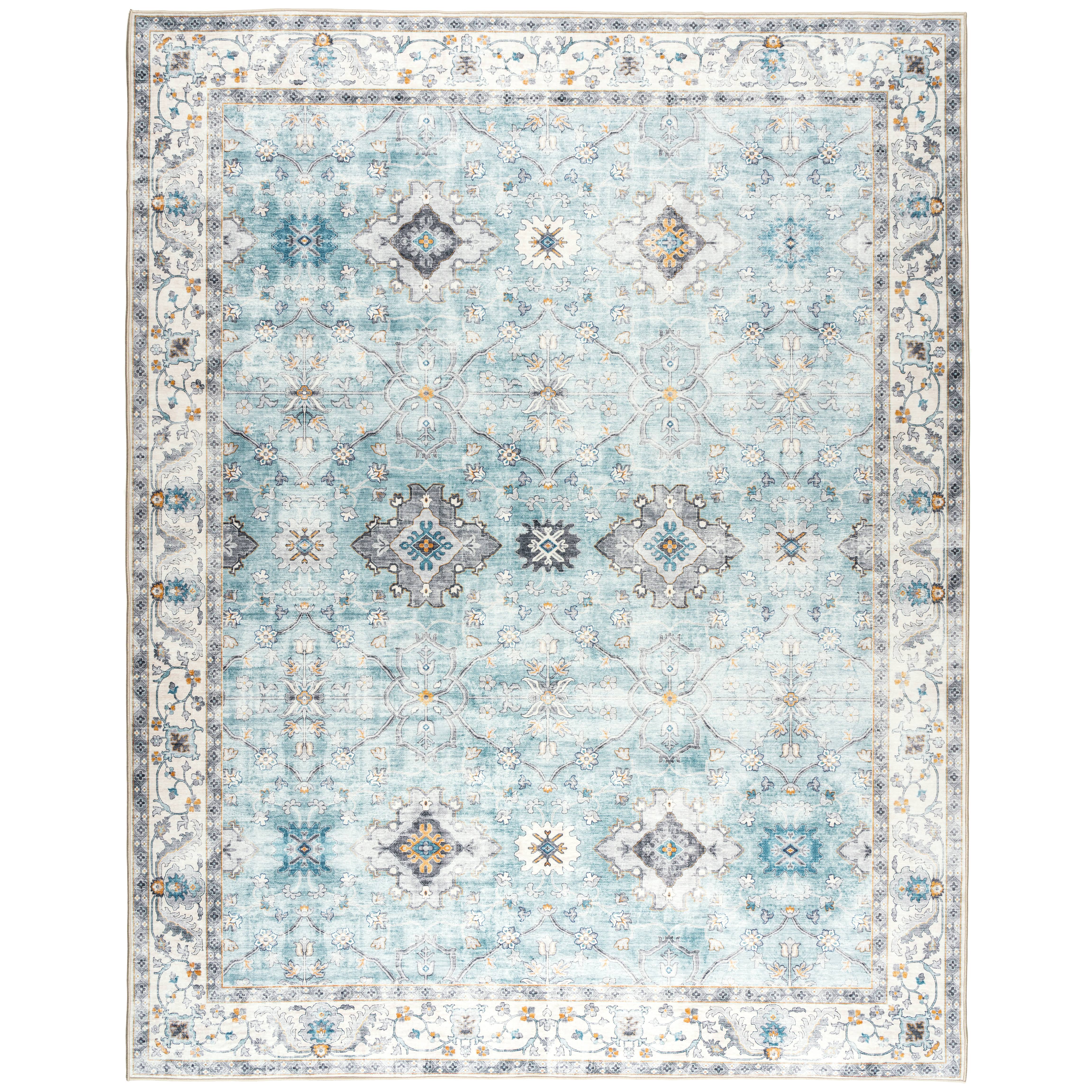 ReaLife Machine Washable - Distressed Boho Border Rug - 3' x 5'