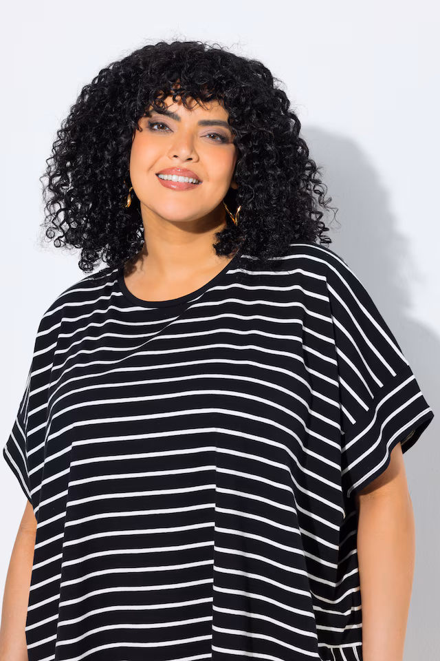 Striped Oversized Cap Sleeve Tee