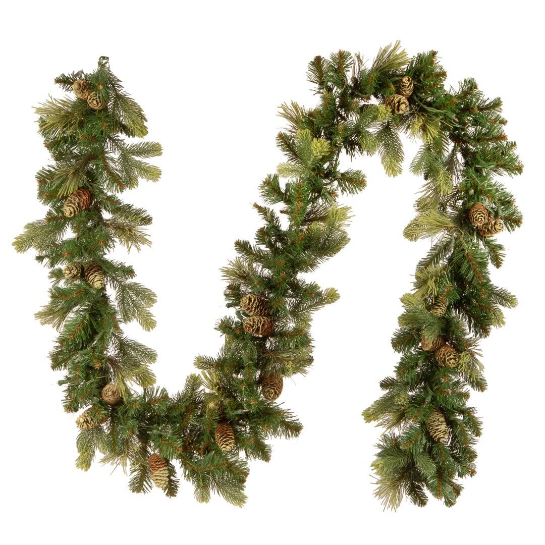9' Carolina Pine Pre-Lit Garland with 100 Warm Lights Steelside