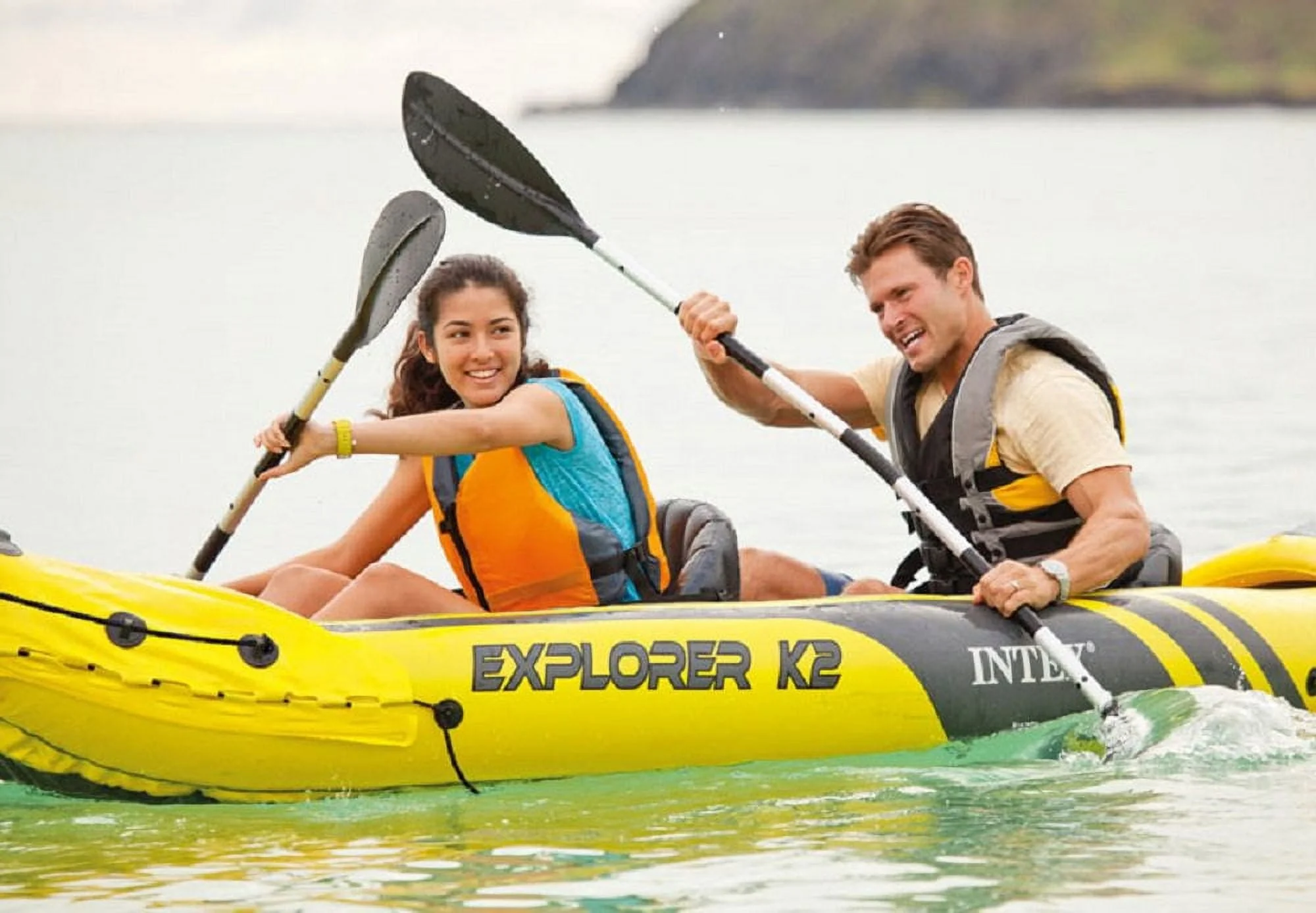 Explorer K2 Inflatable Kayak with Oars and Hand Pump - Image 3