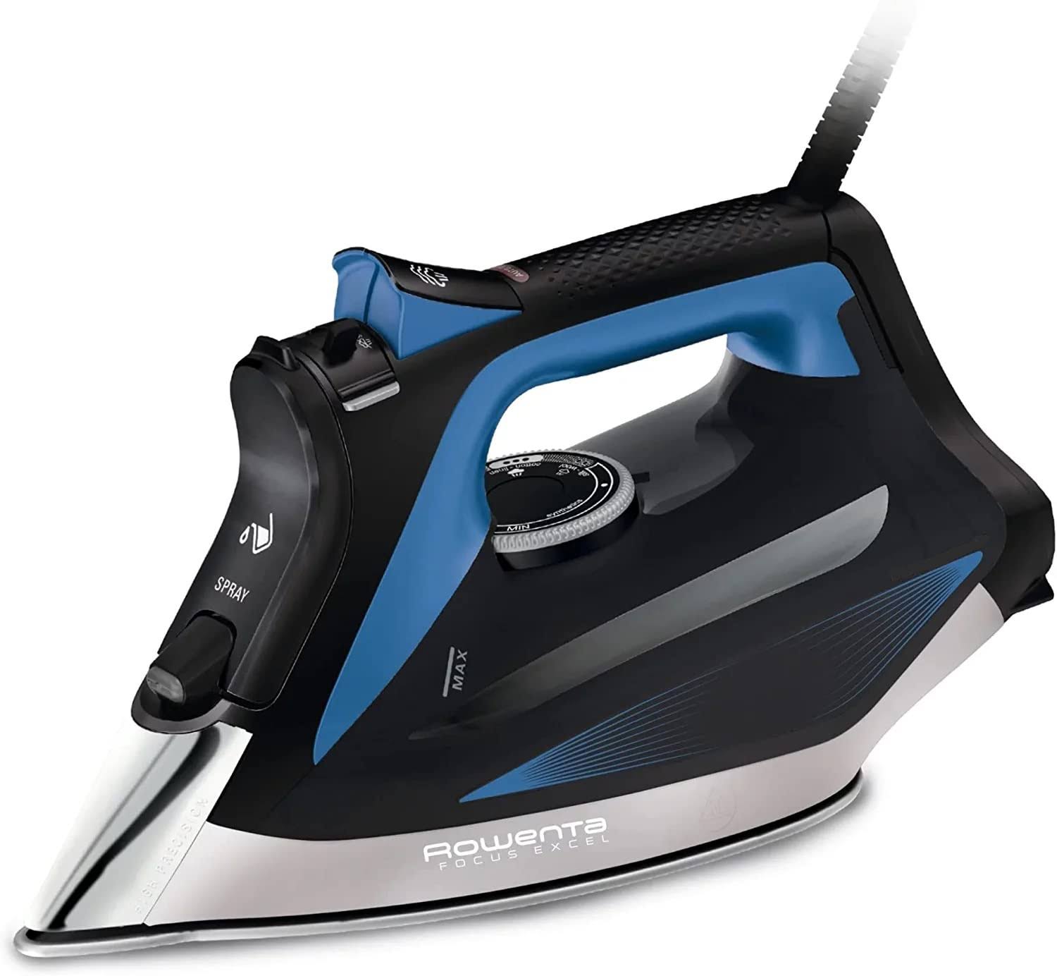 Rowenta DW5360 1750 Watt Focus Xcel Iron with Steam Boost Anti Drip 400 Hole Sole Plate.