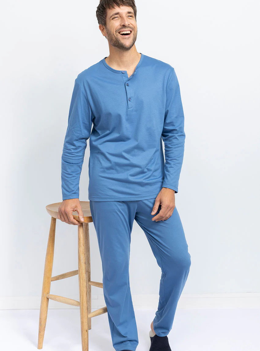Pyjama homme en coton bleu