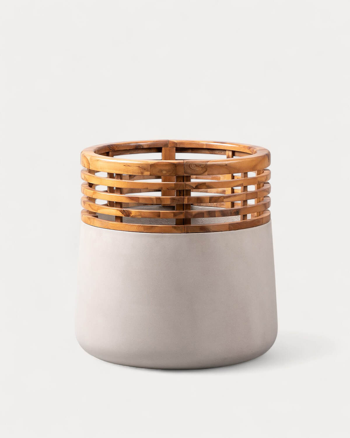 Hazan - Macetero de Hormigón y Madera de Acacia XL (60xØ57 cm) Hazan