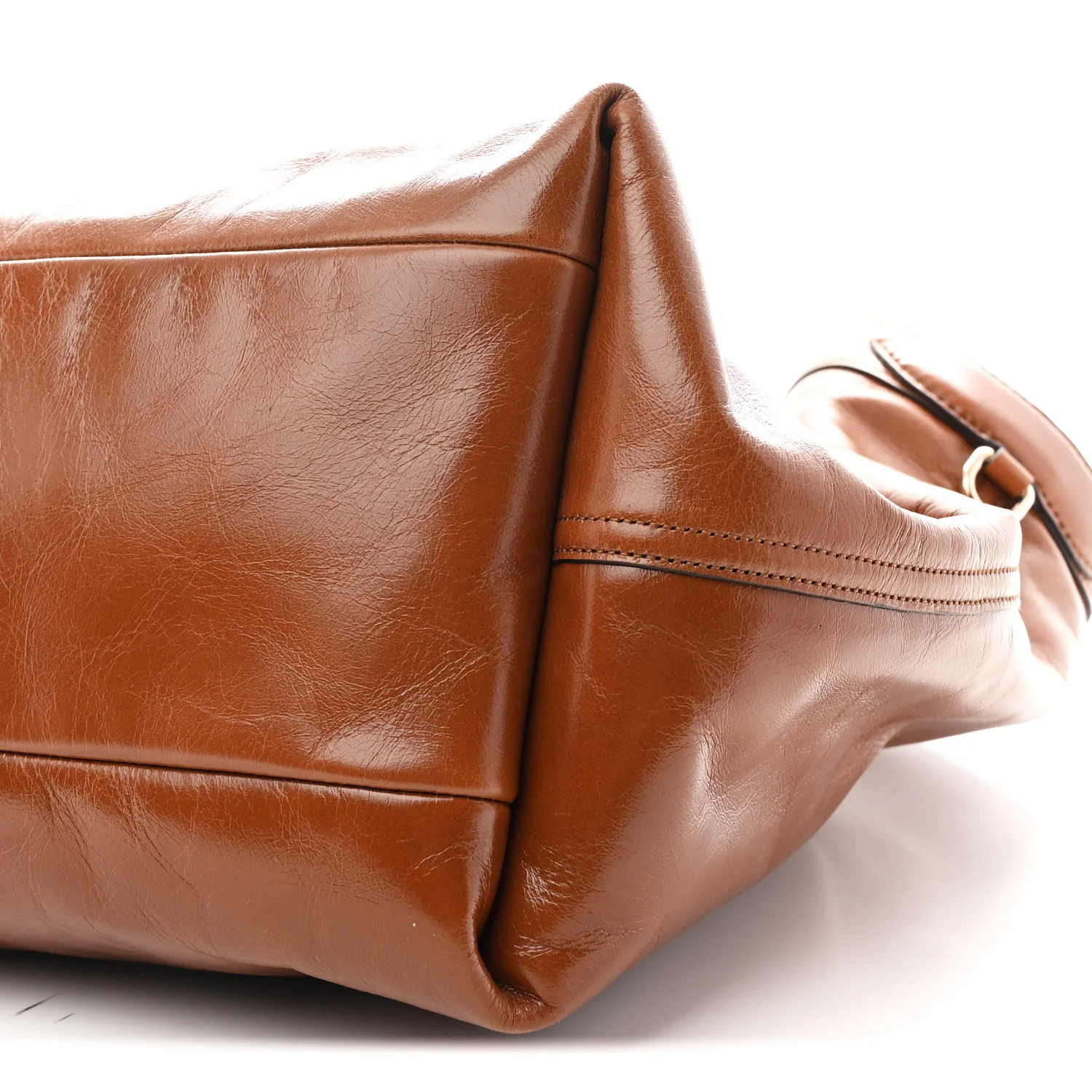 Soft Glossy Calfskin Large Giglio Tote Dark Brown