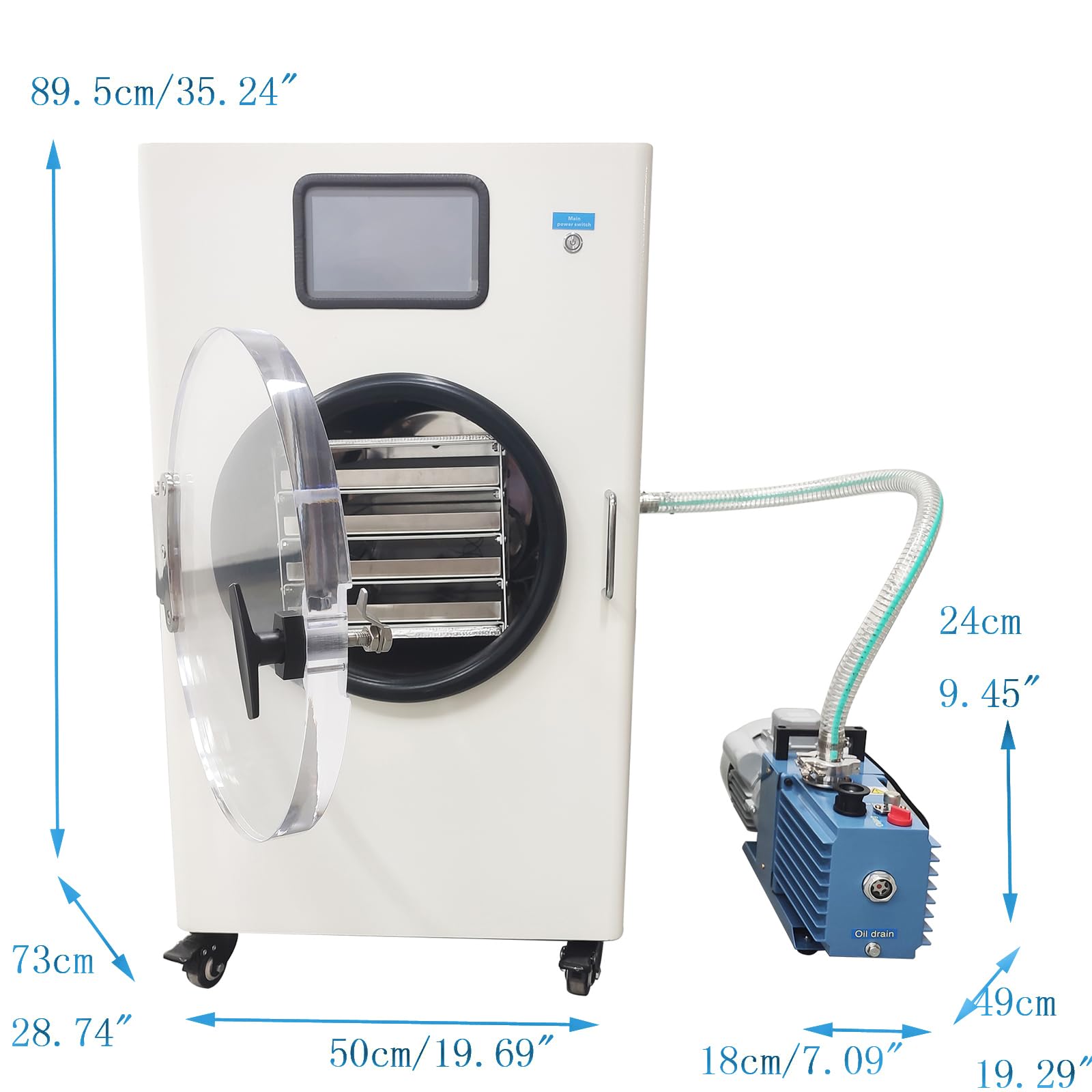 Scientific Vacuum Freeze Drying Equipment, Fruit and Vegetable Vacuum Dryer with Four Trays, Laboratory Sublimation Freeze Dryer, 0.4㎡ Dried Area