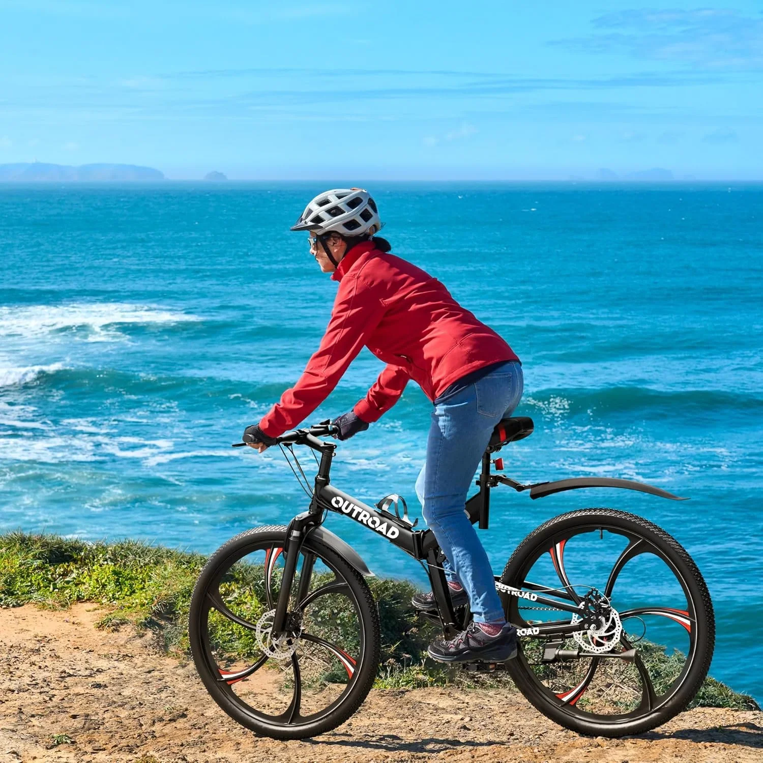 SUNCROWN 26 Inch Folding Mountain Bike, 21 Speed Full Suspension High-Carbon Steel MTB Foldable Bicycle, Dual Disc Brake Non-Slip Folding Bikes for Adults/Men/Women, Black