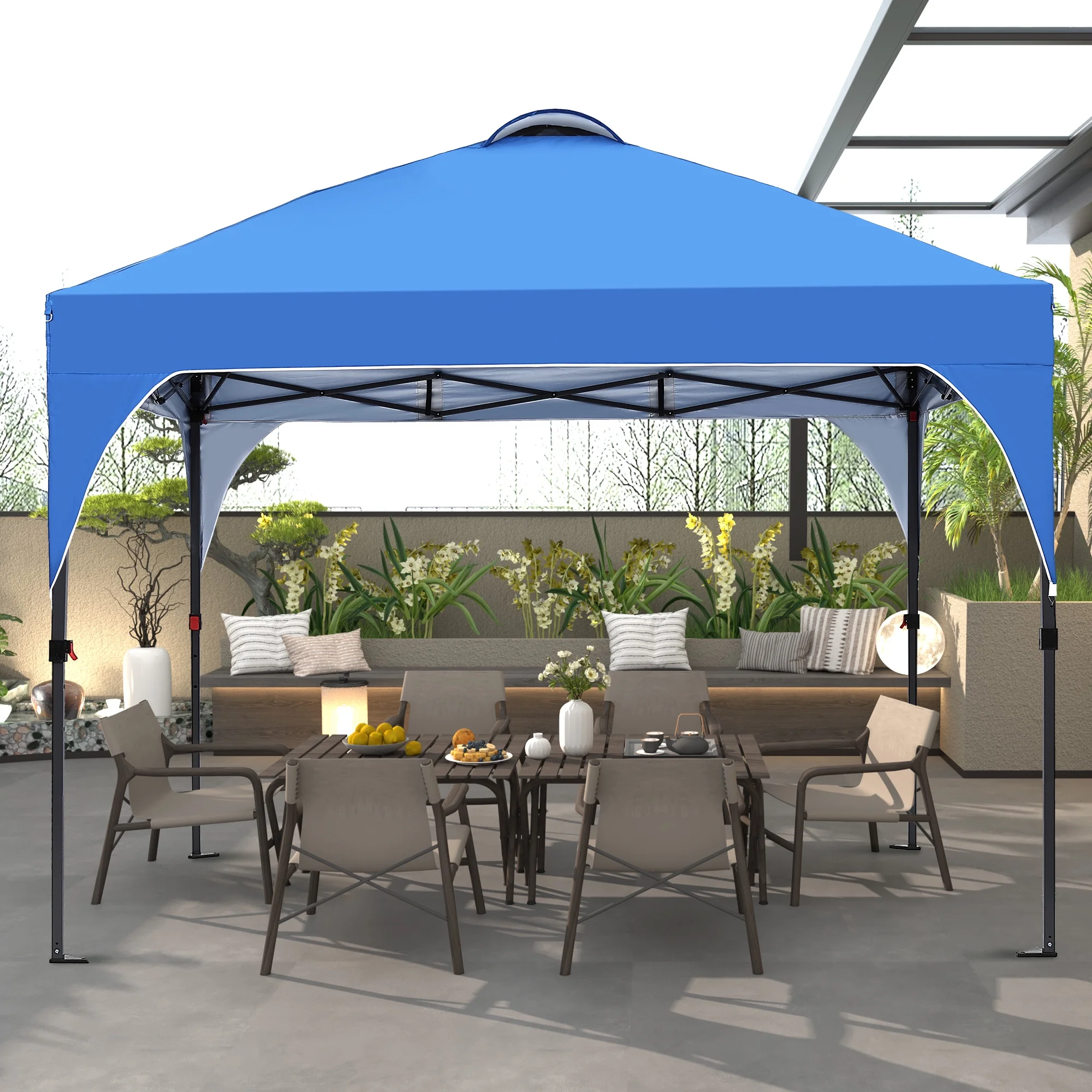 8'x8' Pop Up Canopy Tent, Easy-Setup Gazebo, Outdoor Canopy with 3 Adjustable Heights for Events, Parties, Camping, Blue(8 x 8/Blue) - Image 6