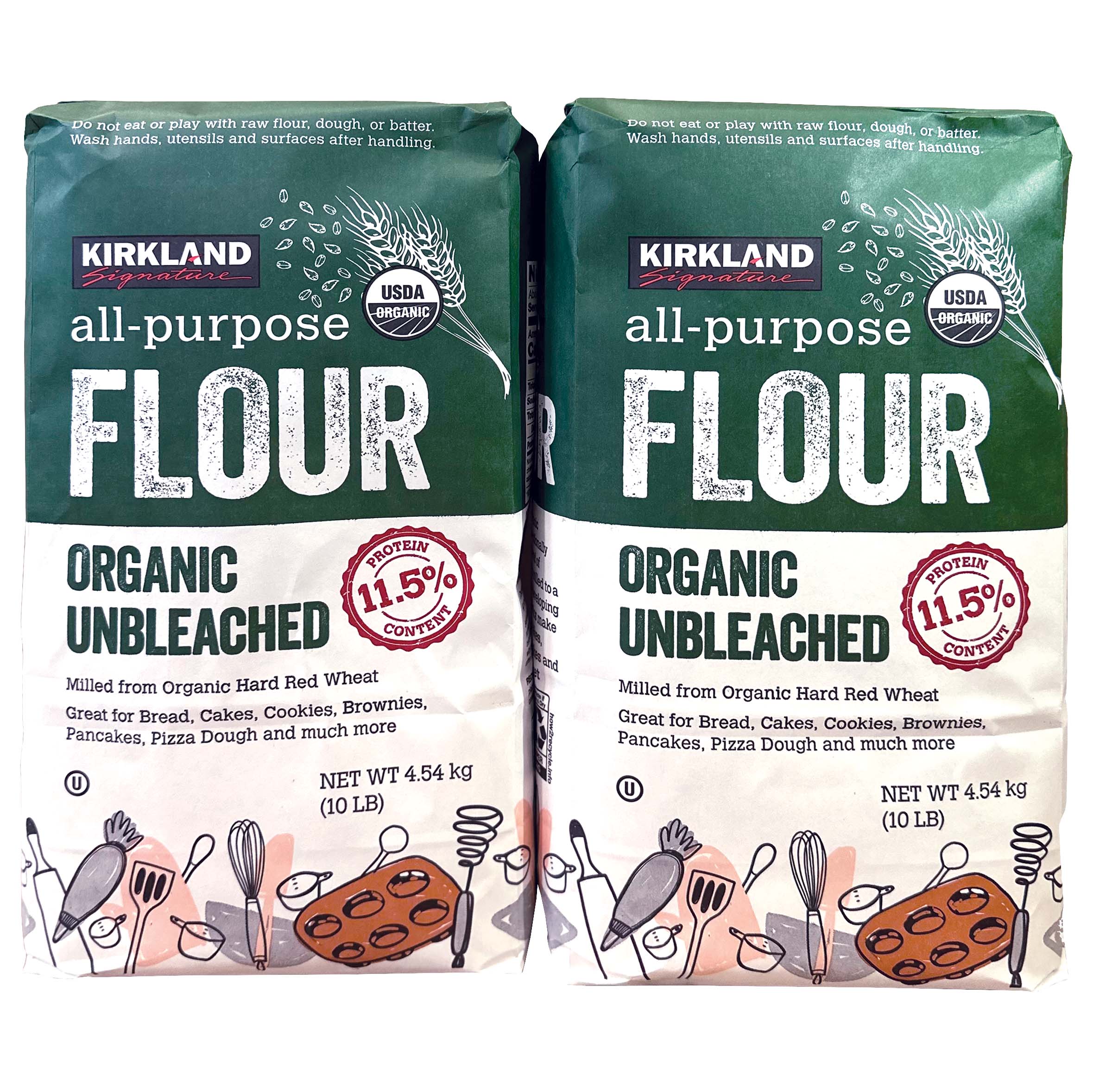 Kirkland Signature Organic Unbleached All Purpose Flour, 10 lb, 2 - Count