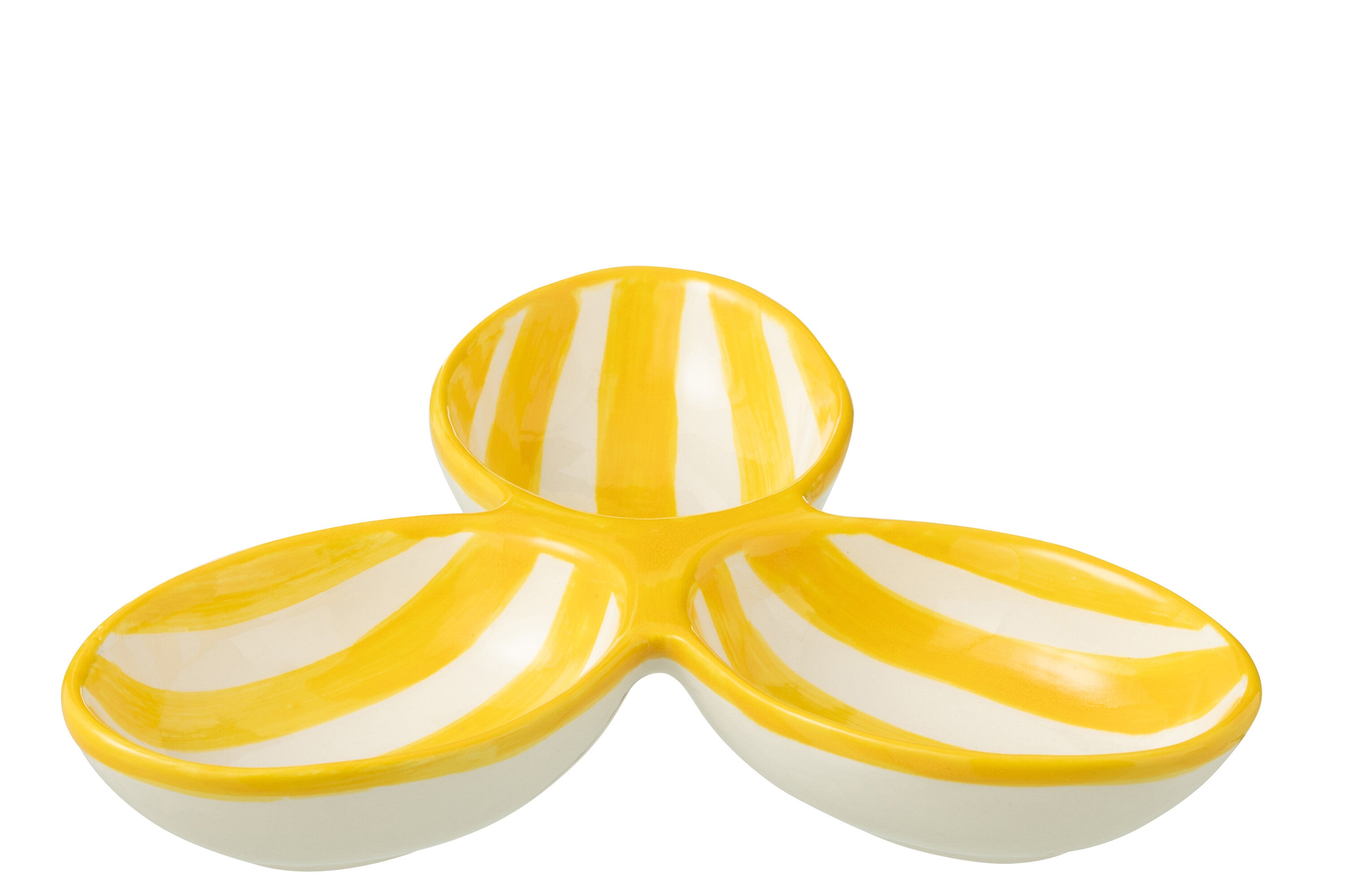 J-Line serveerschaal Granada Stripes Clover - keramiek - wit