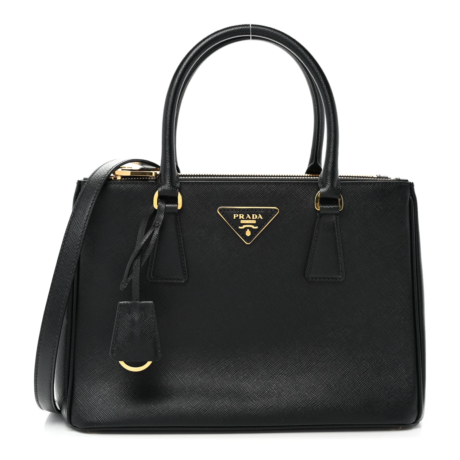 Saffiano Small Galleria Double Zip Tote Black