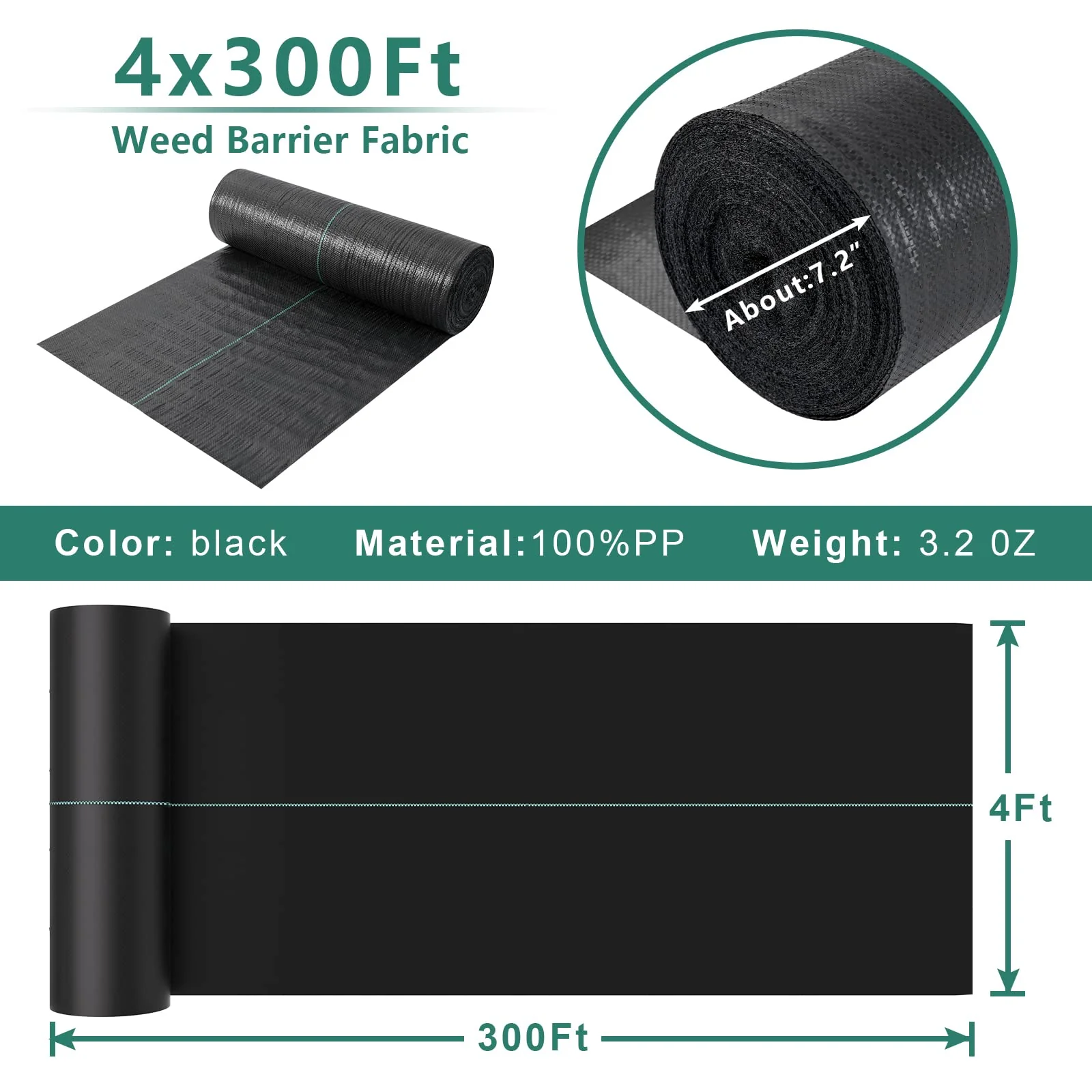 Land Guard 4ft��300ft Garden Weed Barrier Fabric
