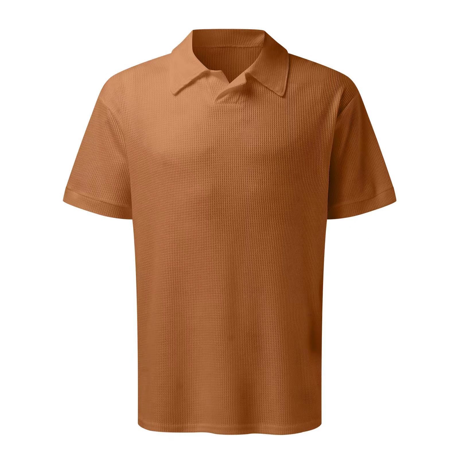 Polo à col en V en maille marron pour homme Suitmens