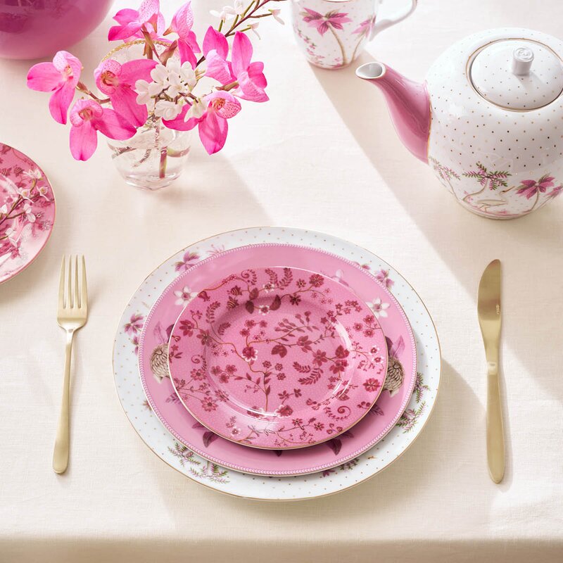 Jolie Flowers tallerken 17 cm rosa