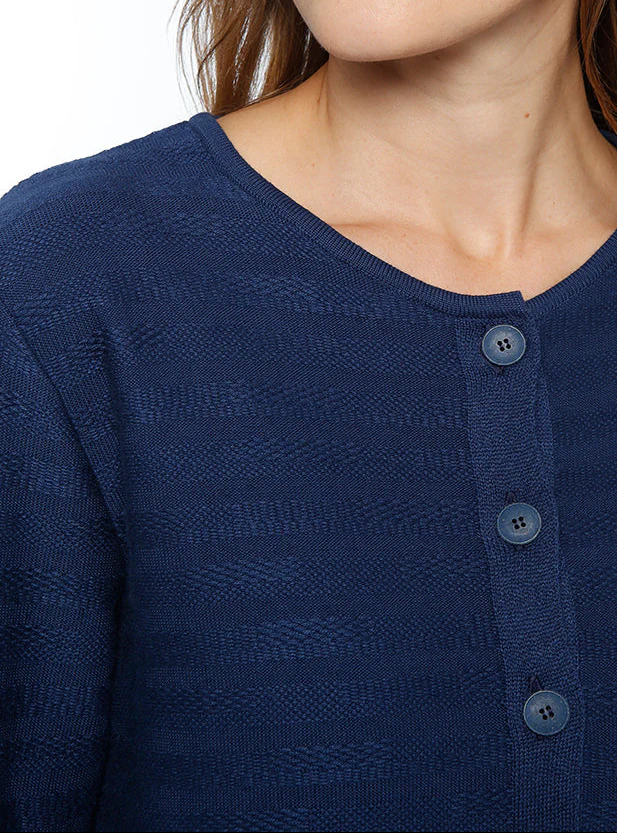 Cardigan femme en coton bleu marine