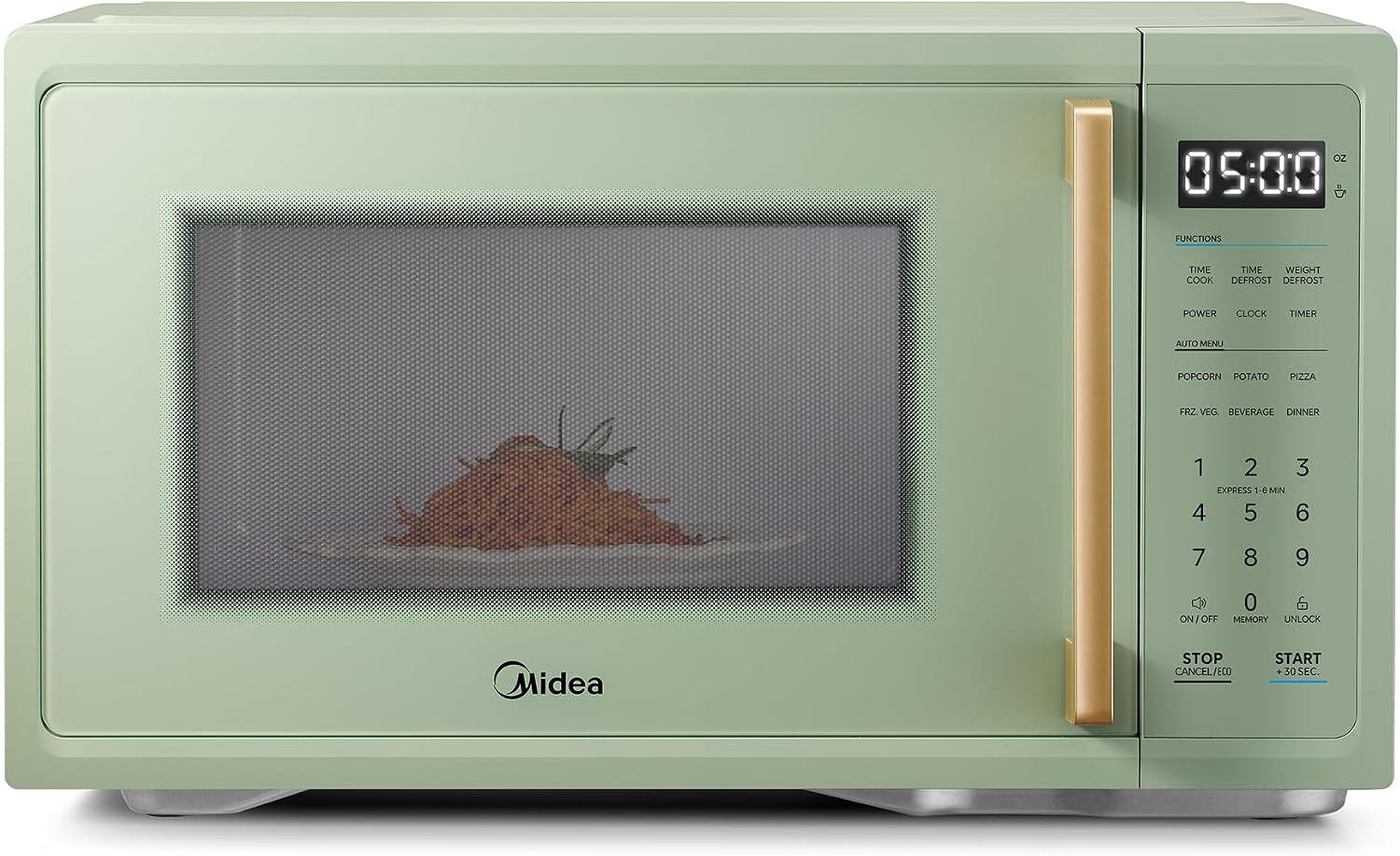 Midea Retro Countertop Microwave, 1.1 CuFt, 1000W, 6 Presets, Sage Green