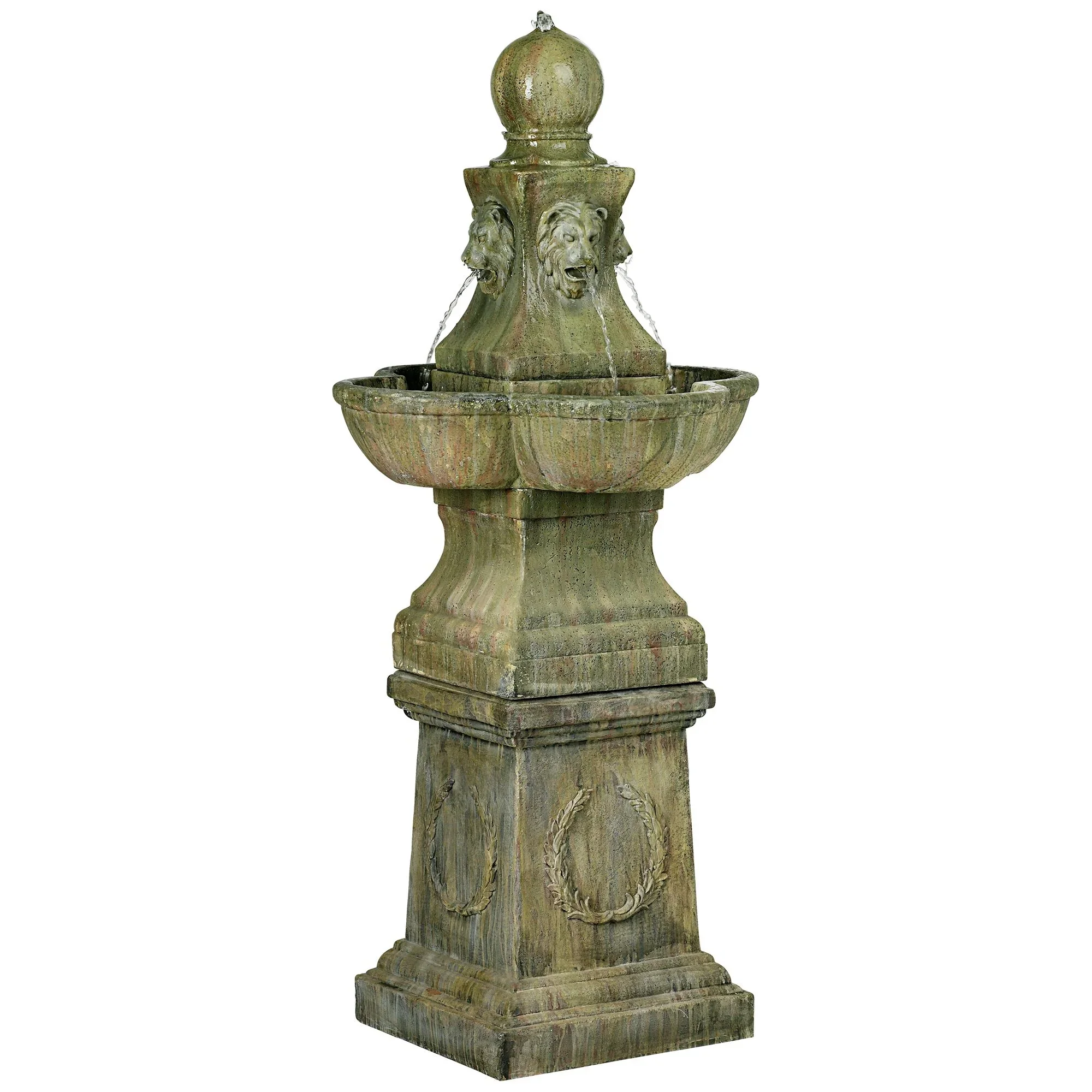 Royal Lion 54 High Large Italian Outdoor Decor Faux Stone Floor Fountain Pedestal Outside Garden Patio Yard