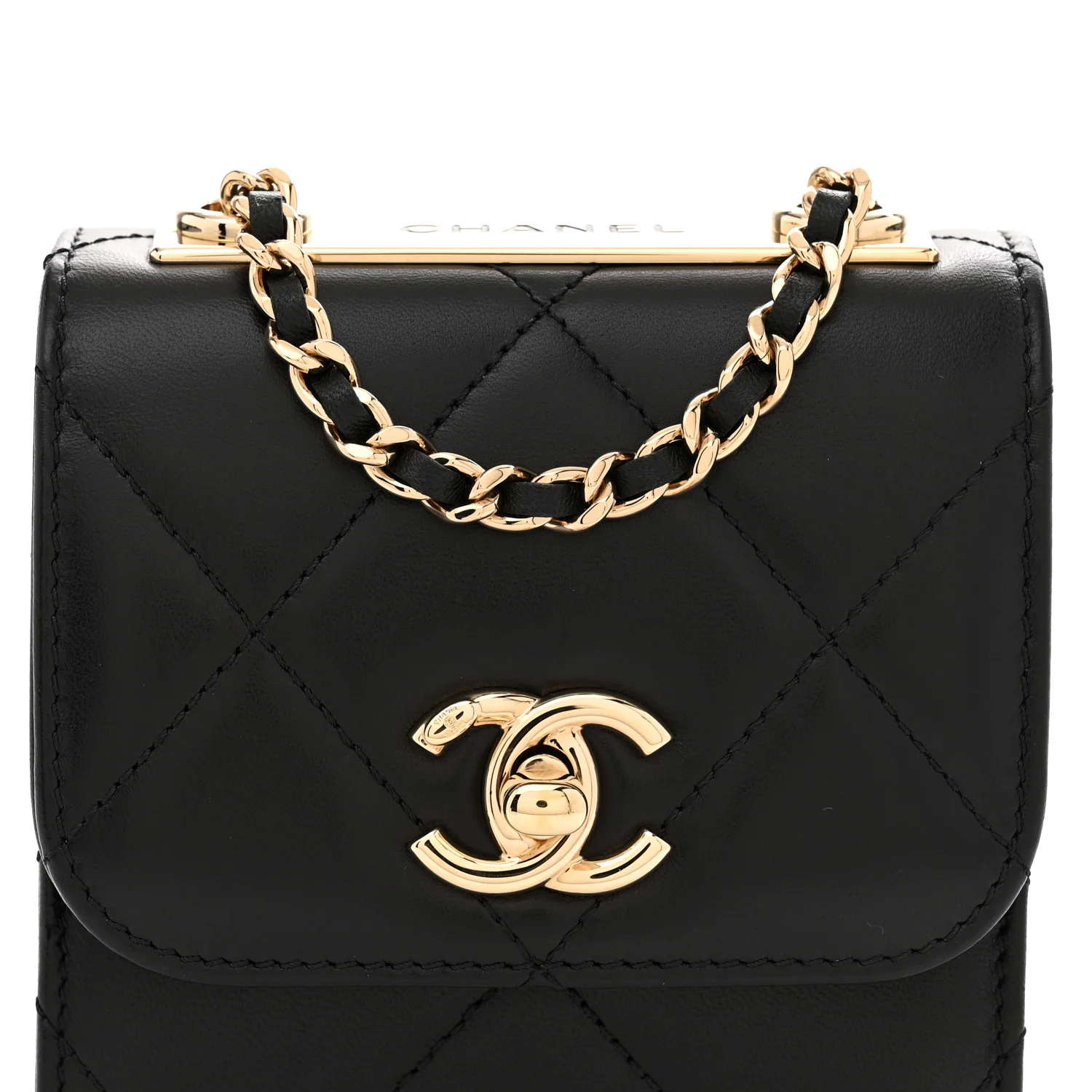 Lambskin Quilted Mini Trendy CC Chain Wallet Black
