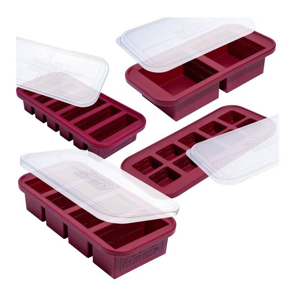 Matoppbevaring m/lokk silikon sett 4 stk cranberry