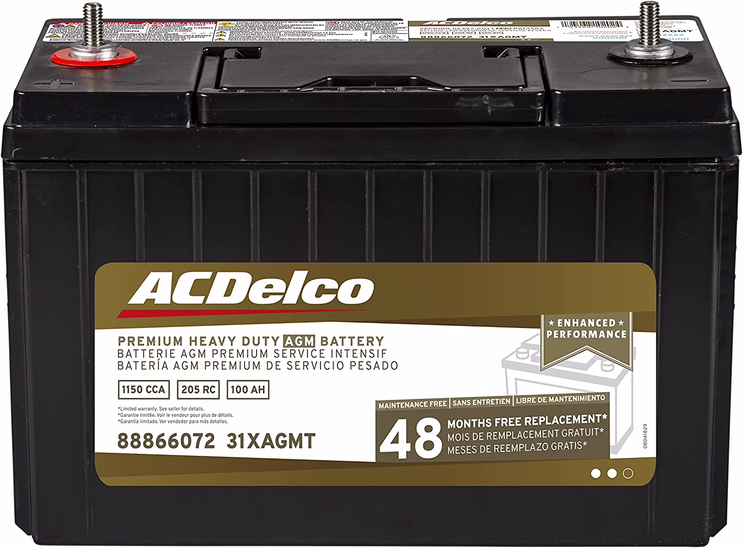 Gold 31XAGMT 48 Month Warranty Premium Heavy Duty AGM BCI Group 31 Battery