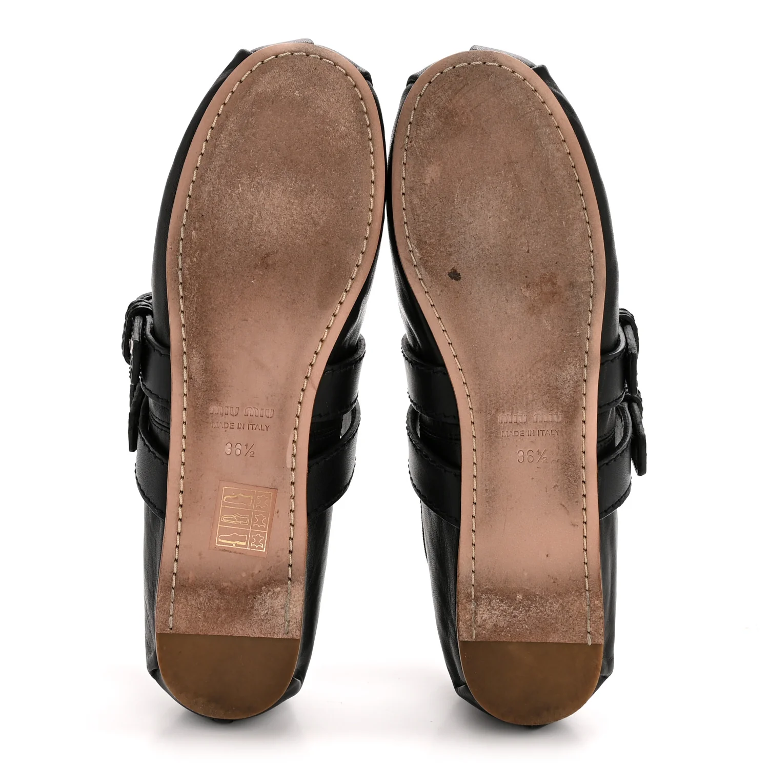 Nappa Vitello Nevada Double Buckle Ballerina Flats 36.5 Black