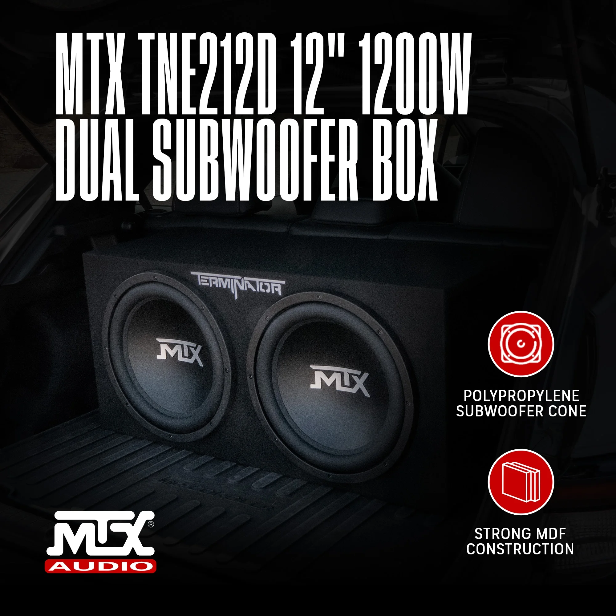 Open Box 12-Inch 1200-Watt Car Audio Dual Loaded Subwoofer Box Enclosure - Image 4
