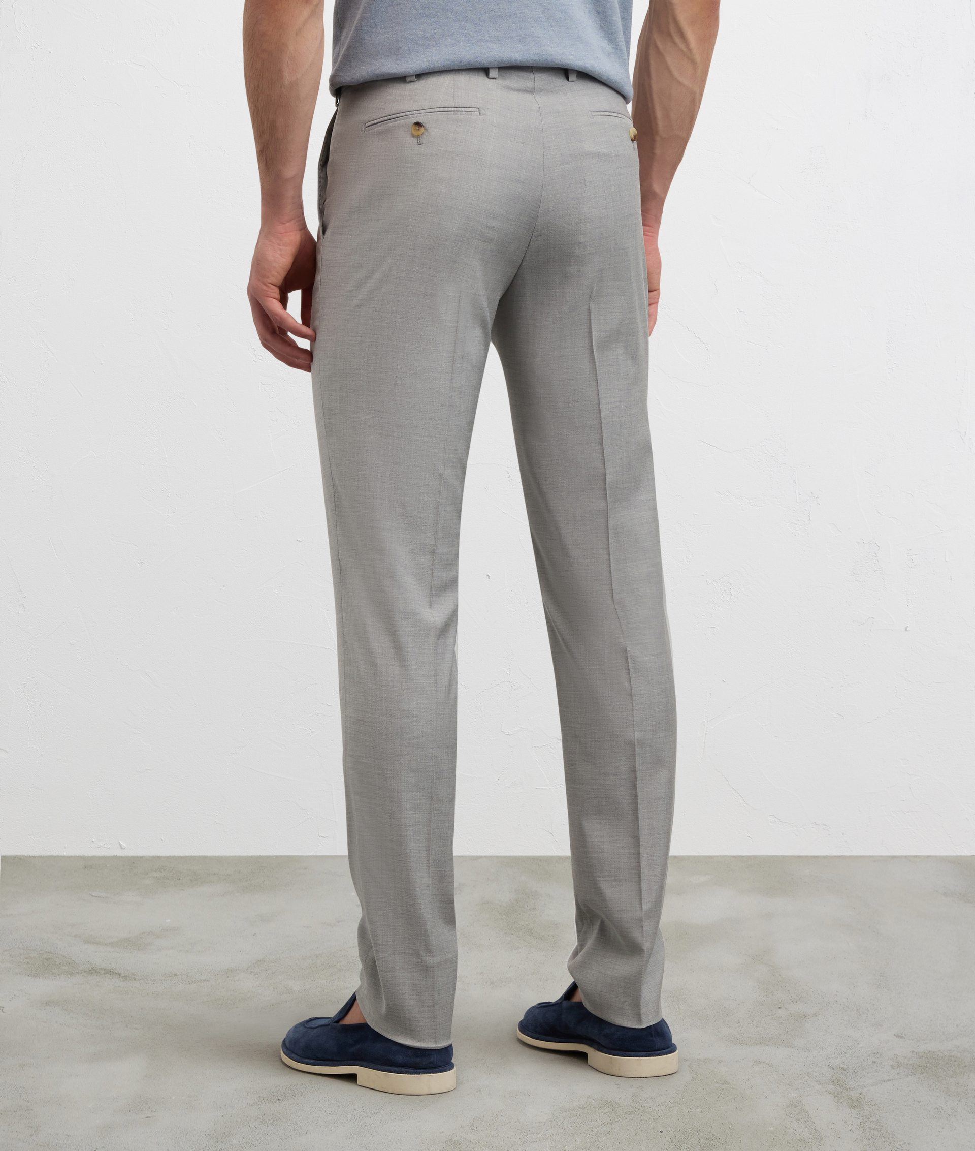 LIGHT GREY STRETCH WOOL VISCOSE AND ELASTANE TROUSERS