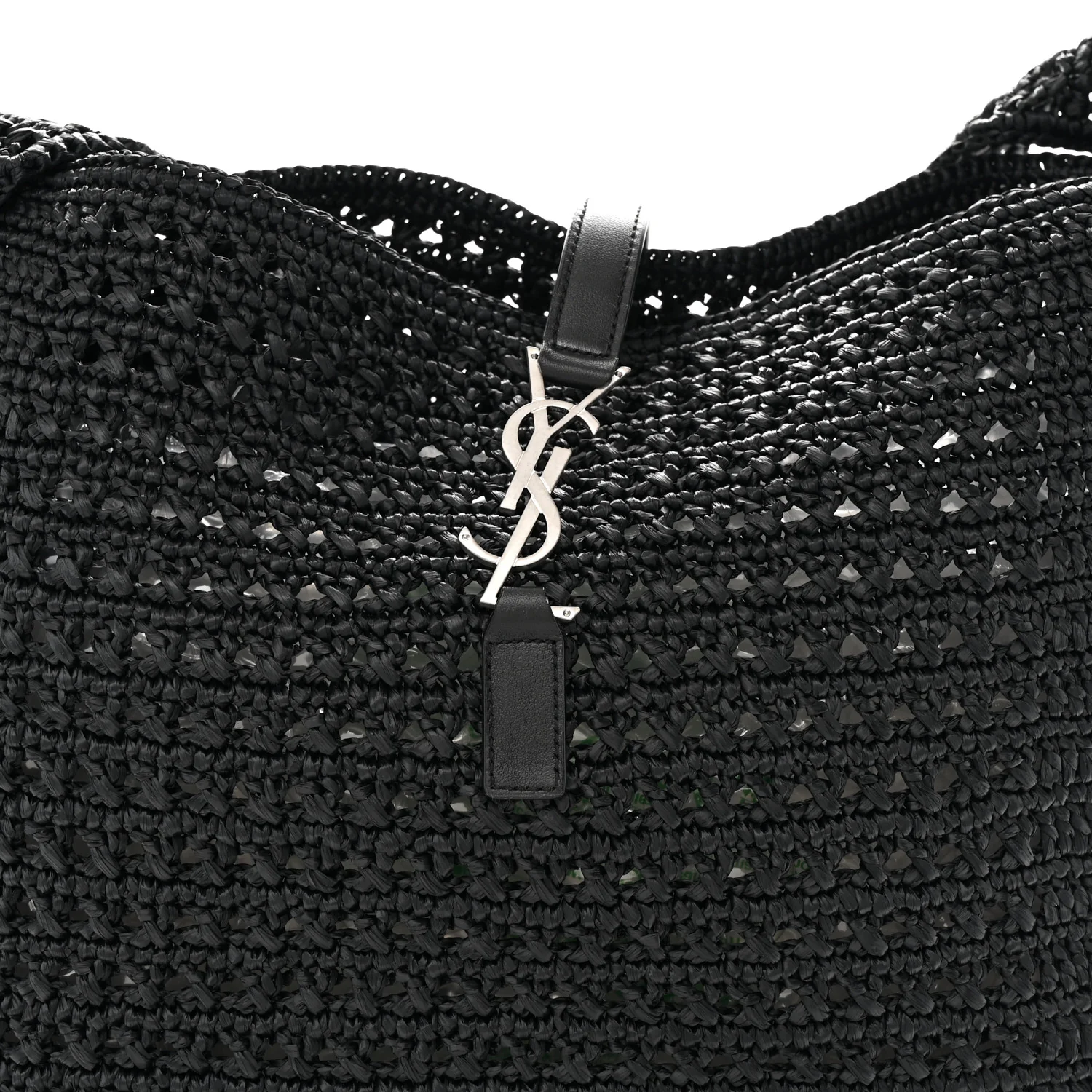 Raffia Monogram Le 5 A 7 Medium Tote Black