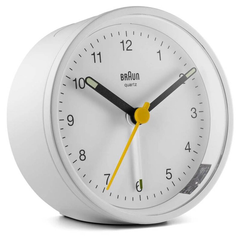 Vekkerklokke analog 7,5 cm hvit