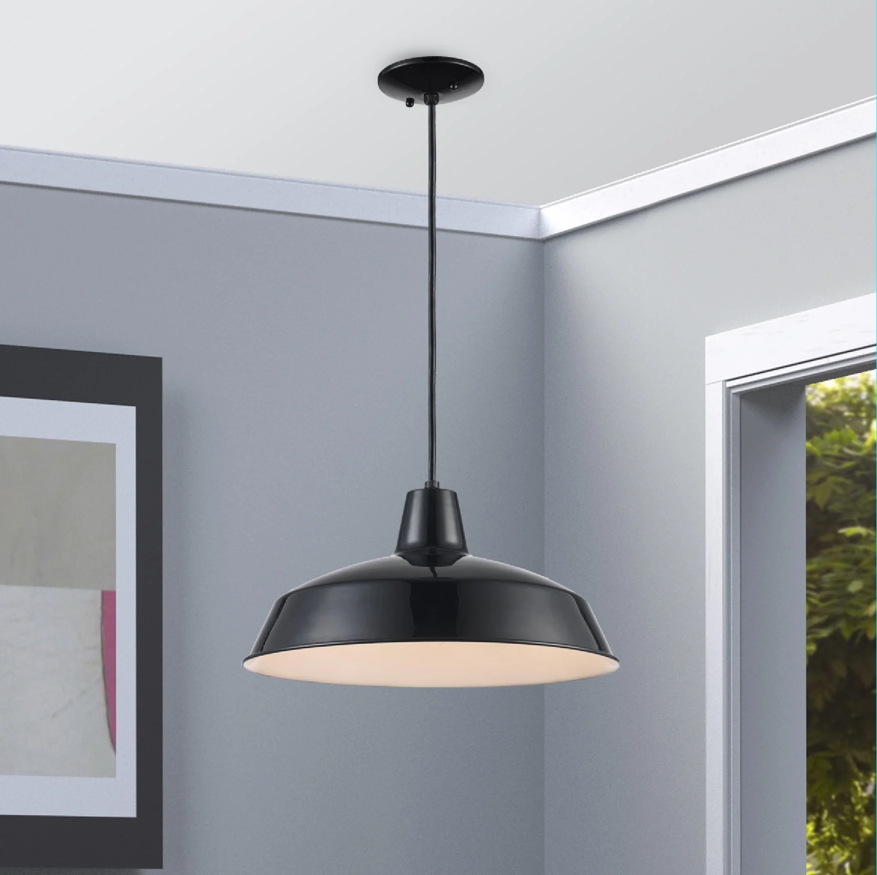 Trans Globe Lighting 1100 Sherman 1 Light 7" Tall Industrial Dome Shaped Indoor Pendant -(White)