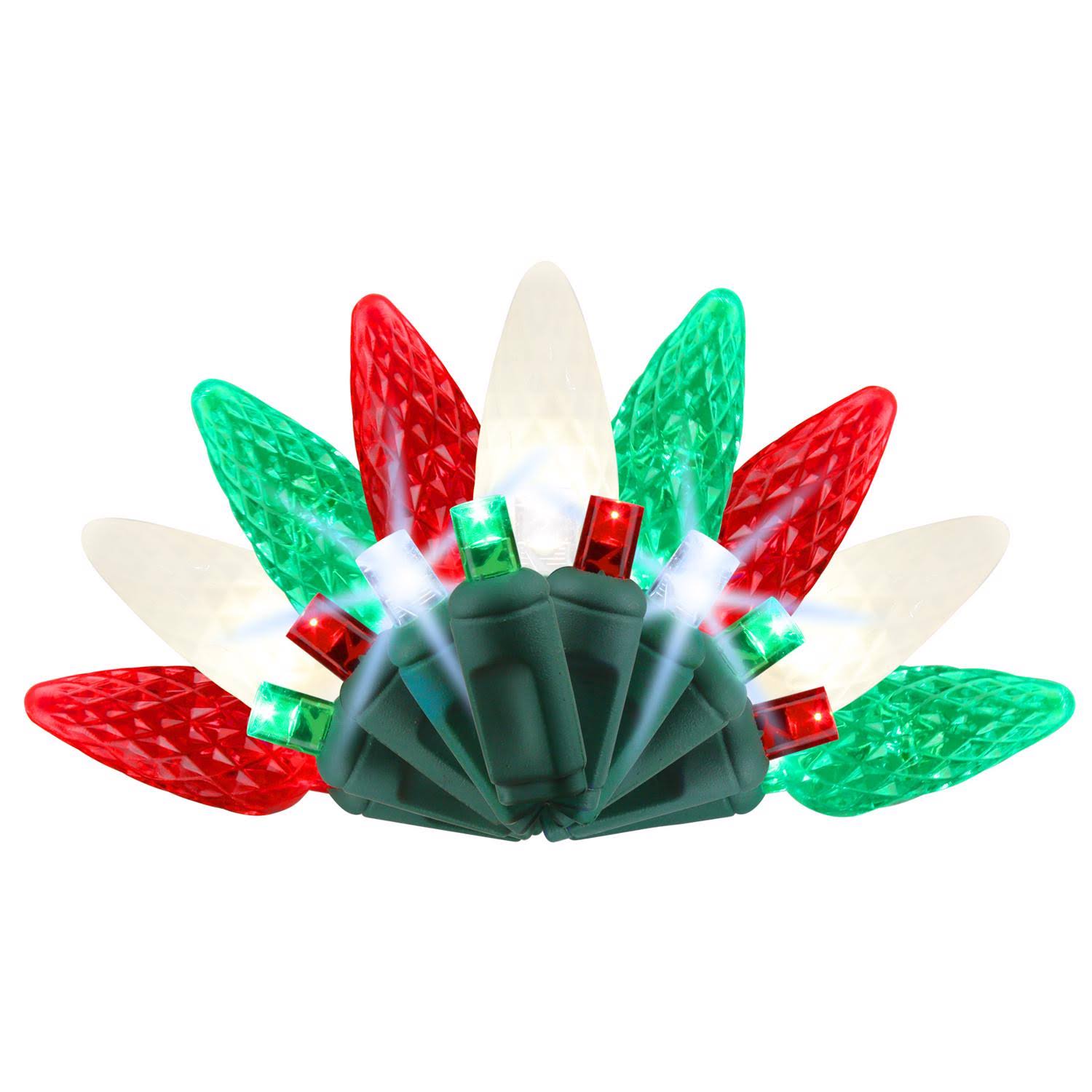 Celebrations 9086413 25 ft. Platinum LED C6 String Christmas Lights Red Green & Pure White - 50 Count