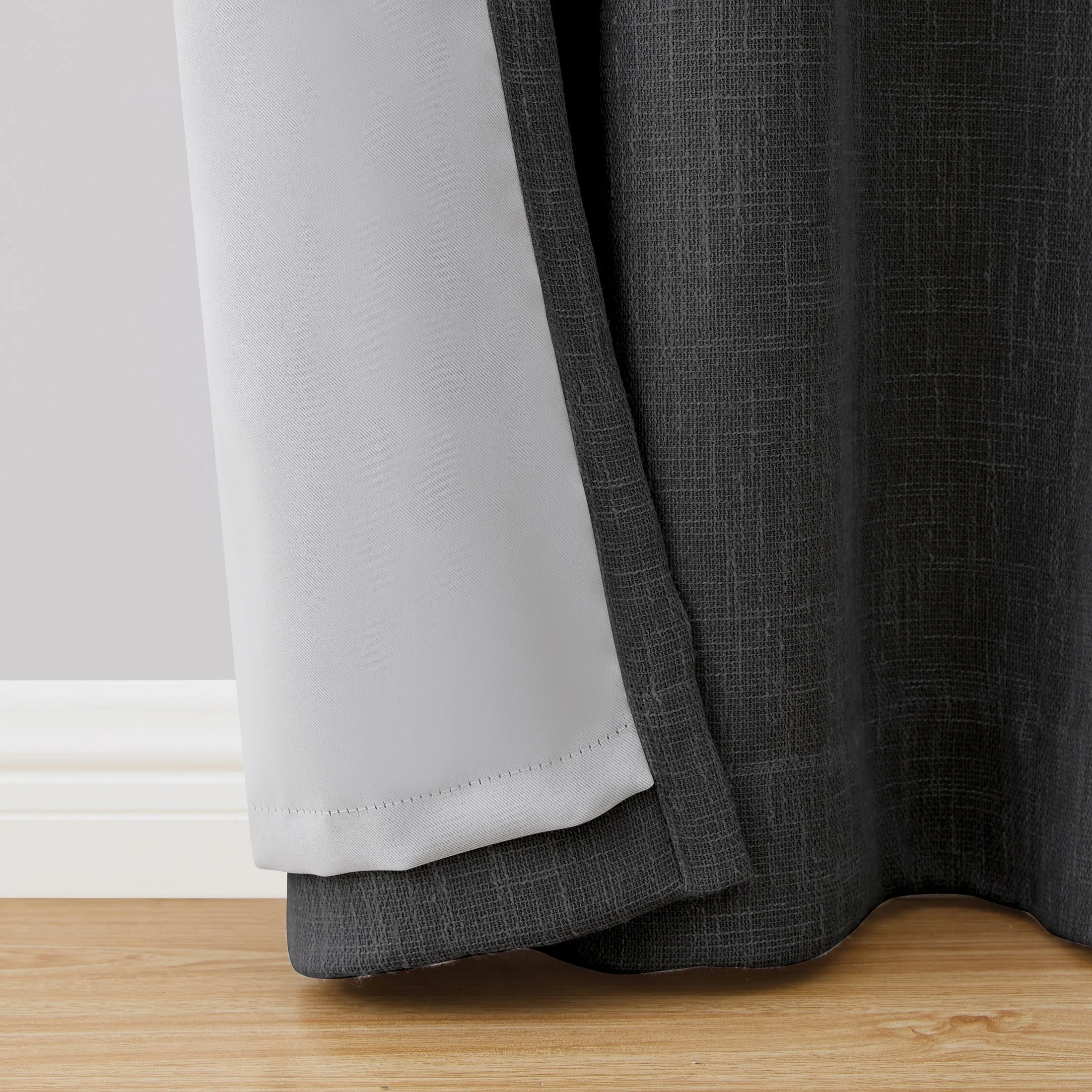 Better Homes & Gardens Woven Textured Grommet Blackout Curtain Panel, Black, 50 x 84