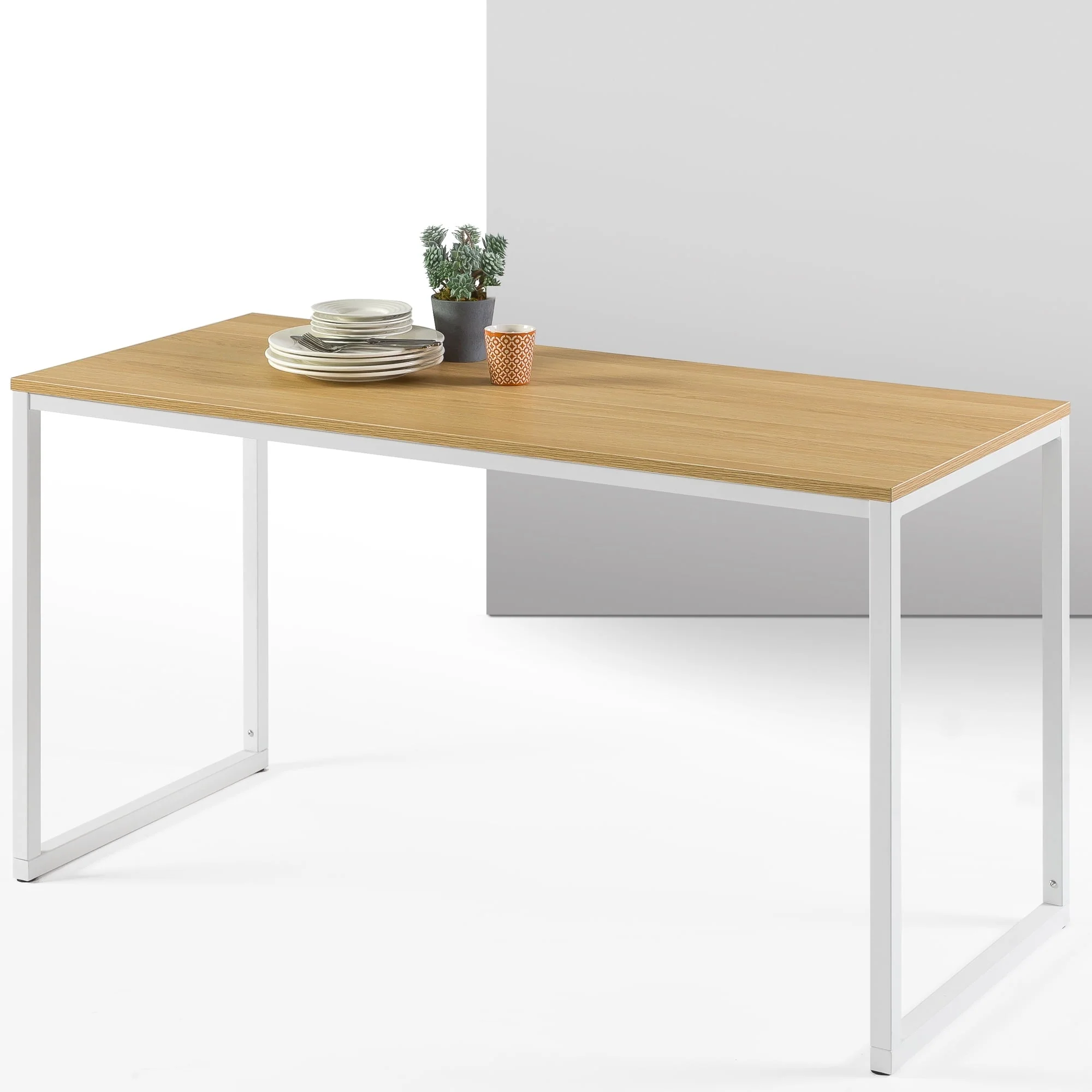 Jennifer 55" White Frame Desk, Natural(White 47)
