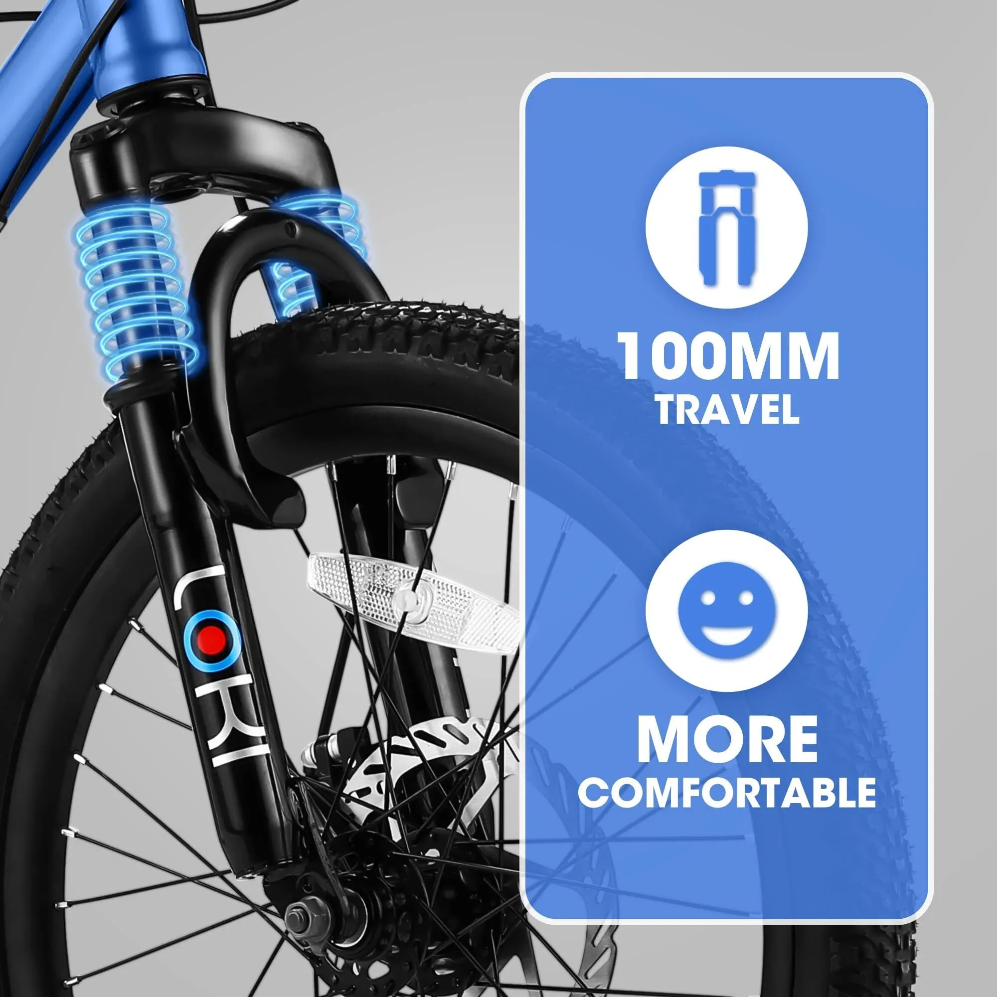 iYofe 20 Mountain Bike for Boys Girls, Bicycle for Kids with SHIMANO 7 Speed, Shock Absorbing Front Fork, Lightweight Bikes with V-Brakes for Outdoor Adventure, Blue