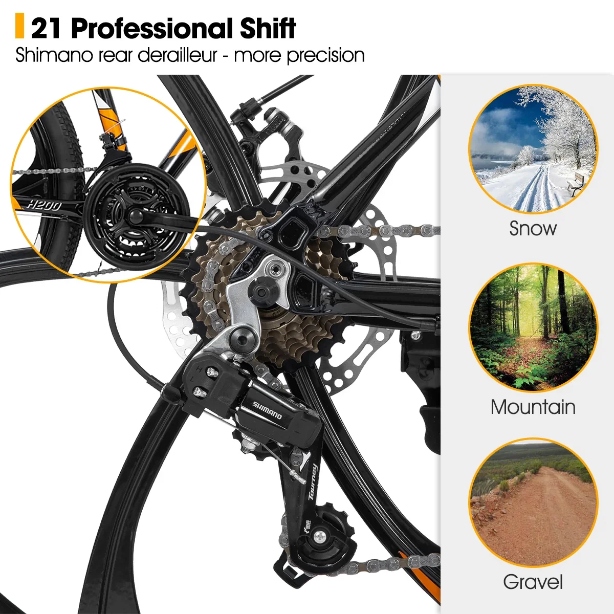 Hiland Mountain Bike, Multi-Spokes,Shimano 21 Speeds Drivetrain,Aluminum Frame 26 inch Wheels, Men's MTB Bicycle, White