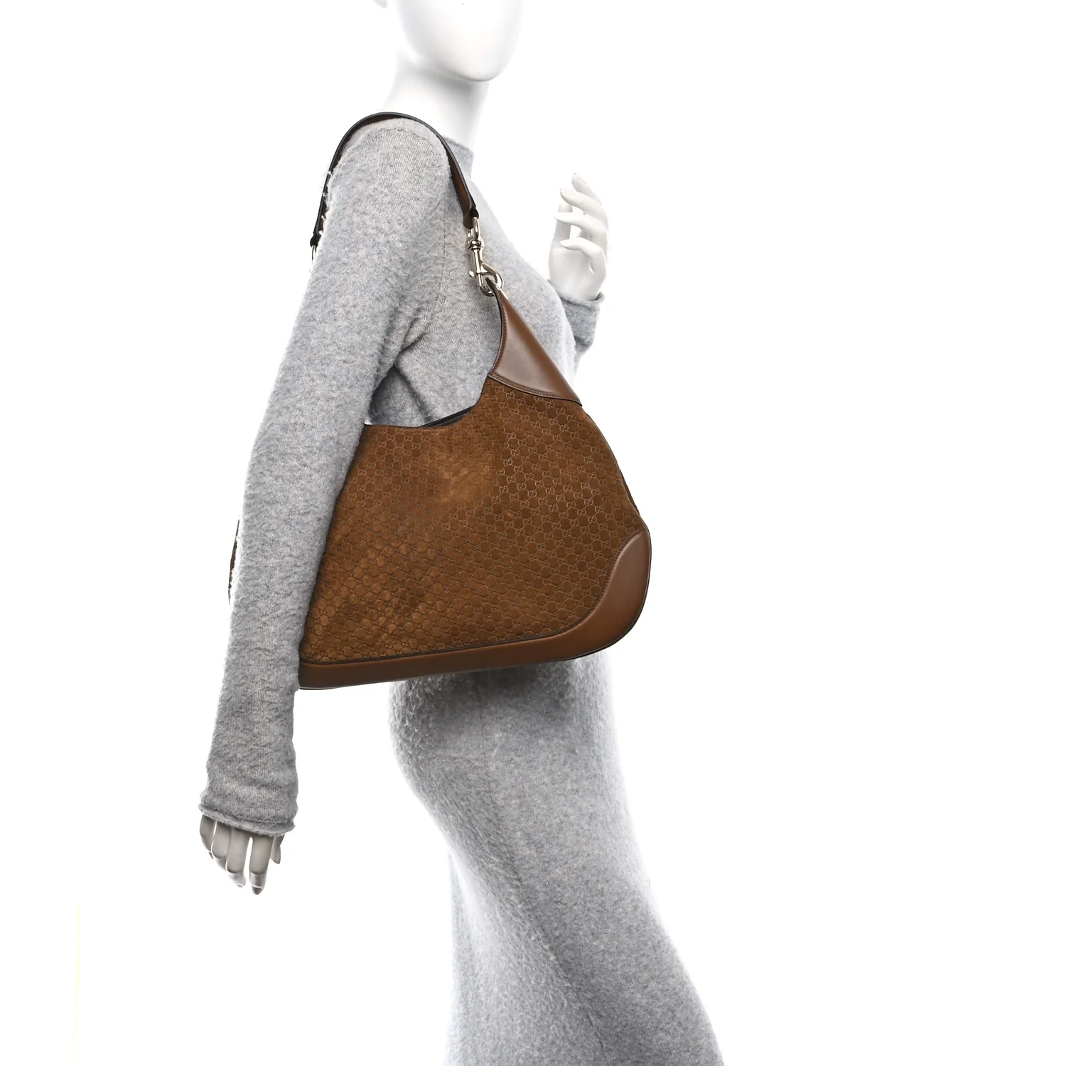 GG Suede B Medium Shoulder Bag Brown