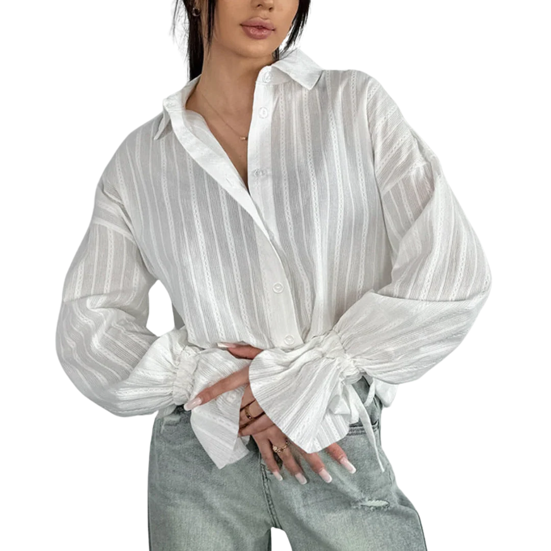 Blouse rayée à poignets noués pour femmes