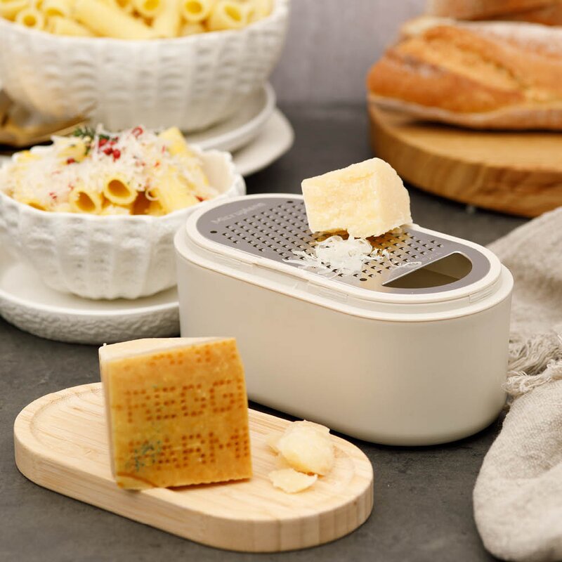 Container Grater rivjern m/beholder cashmere/bambus