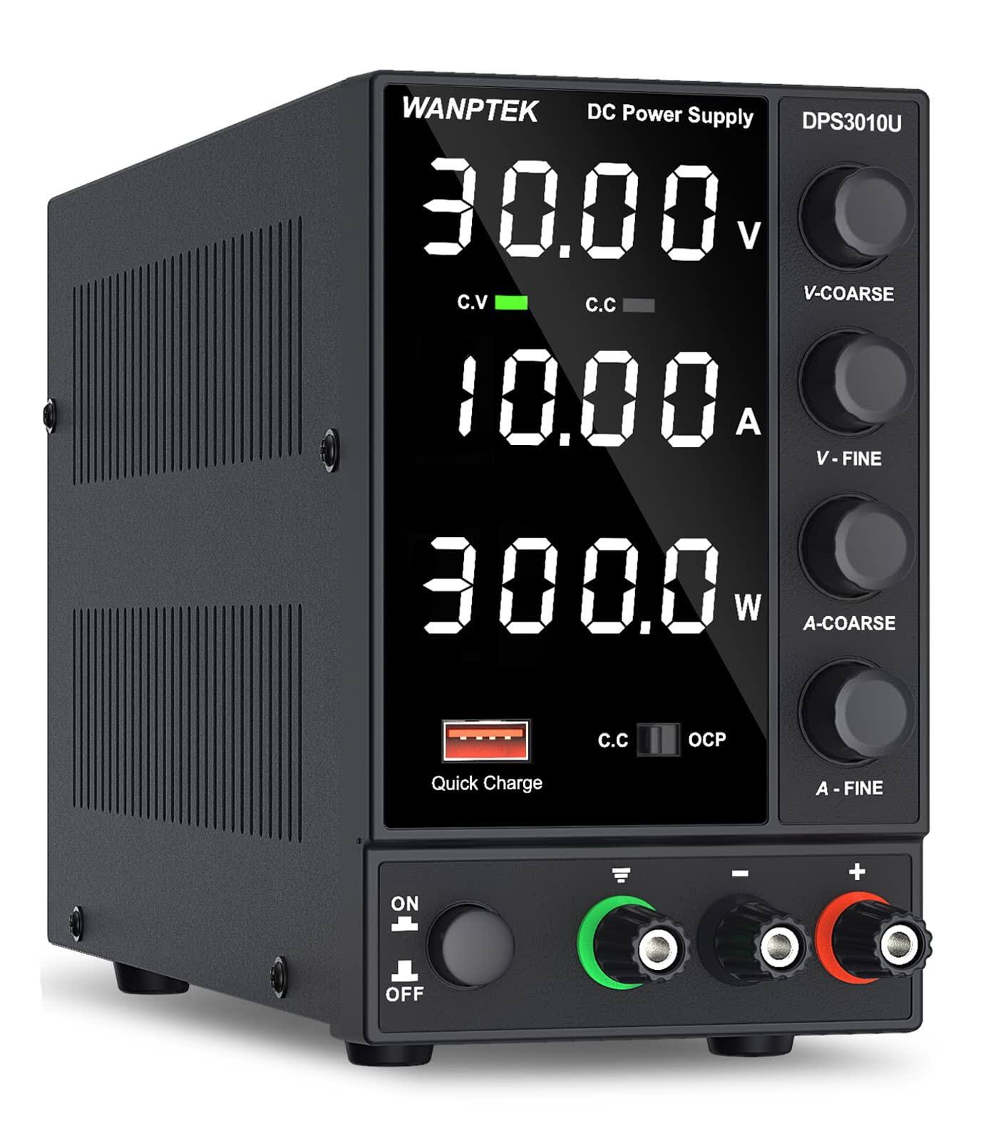 Wanptek DC Power Supply Variable, Adjustable Switching Regulated Power Supply (30 V 0-10a) with Encoder Coarse & Fine Adjustments Knob, Bench Power