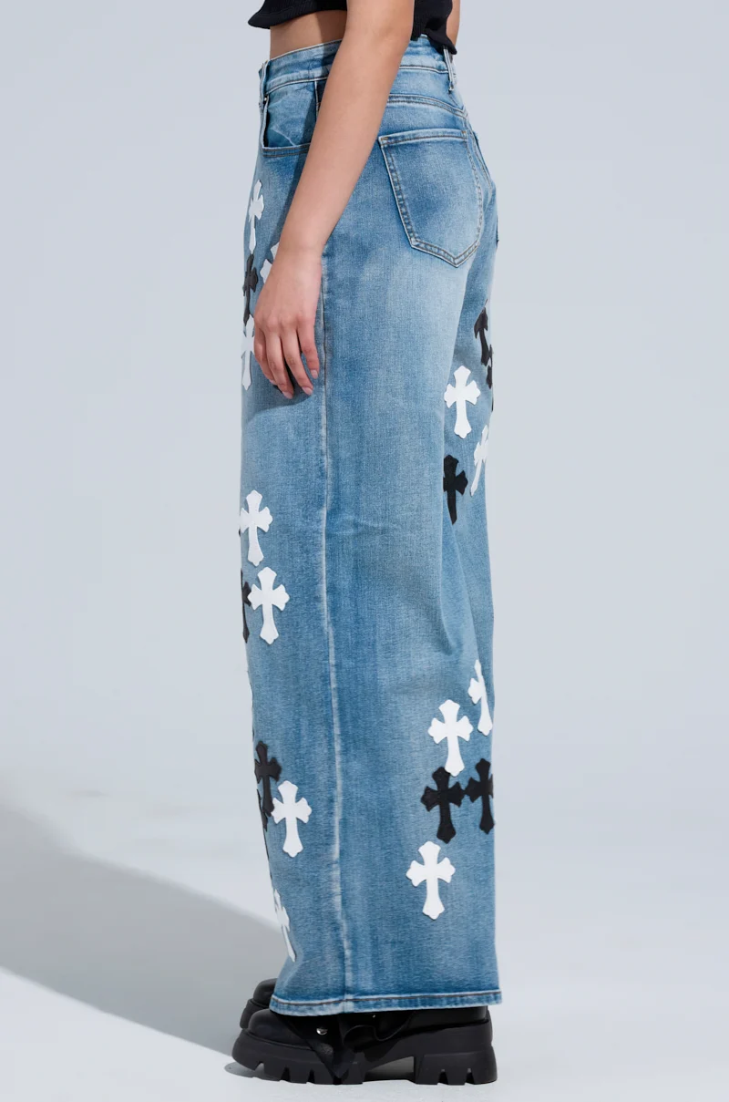 TAKE ME TO CHURCH PATCHWORK DENIM JEAN - Akira Store