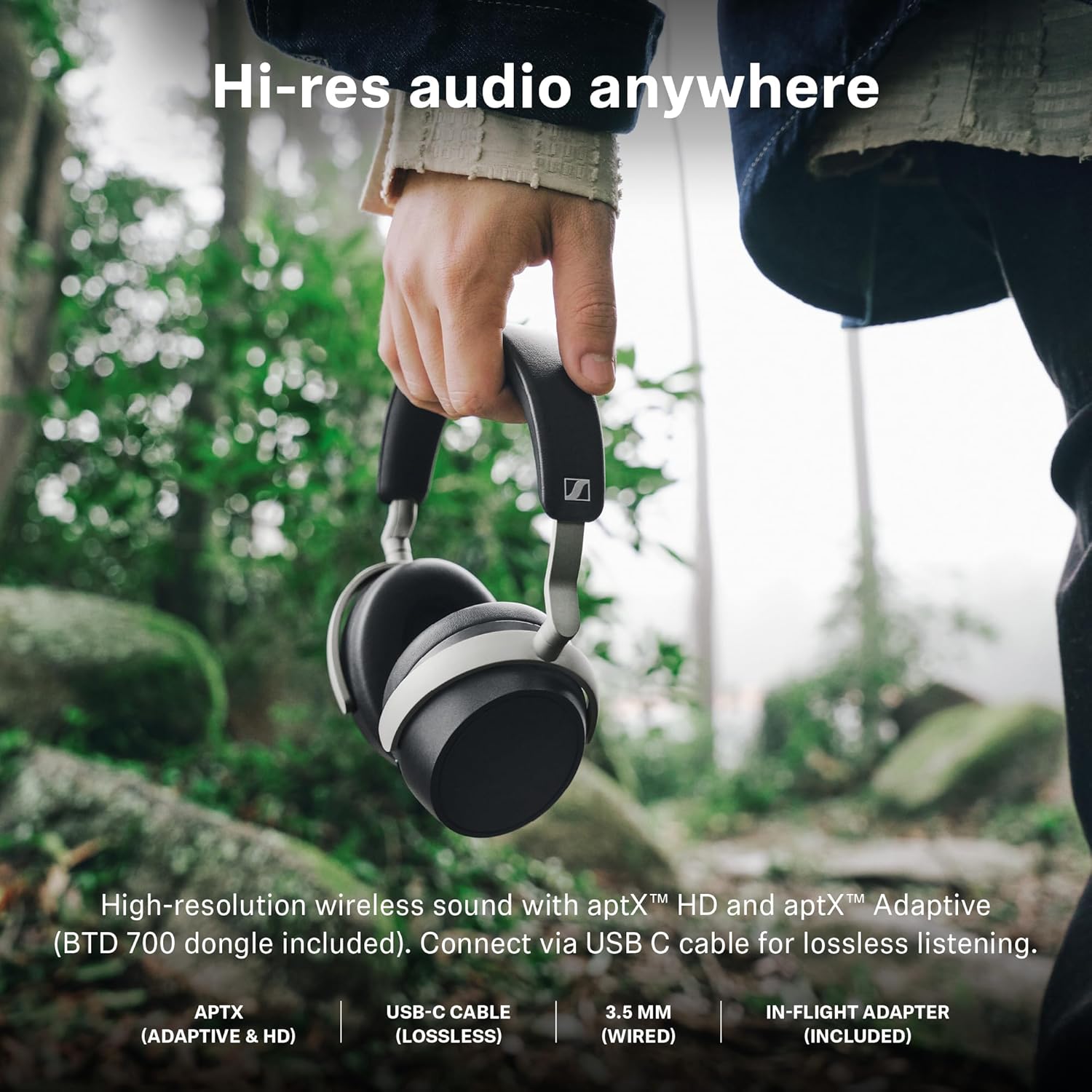 Sennheiser HDB 630 Wireless Over-Ear Headphones - Hi-Res Audiophile Sound  Adaptive Noise Cancellation  Parametric EQ  60 Hour Battery Life  Includes USB-C Low-Latency Bluetooth Adapter - Black