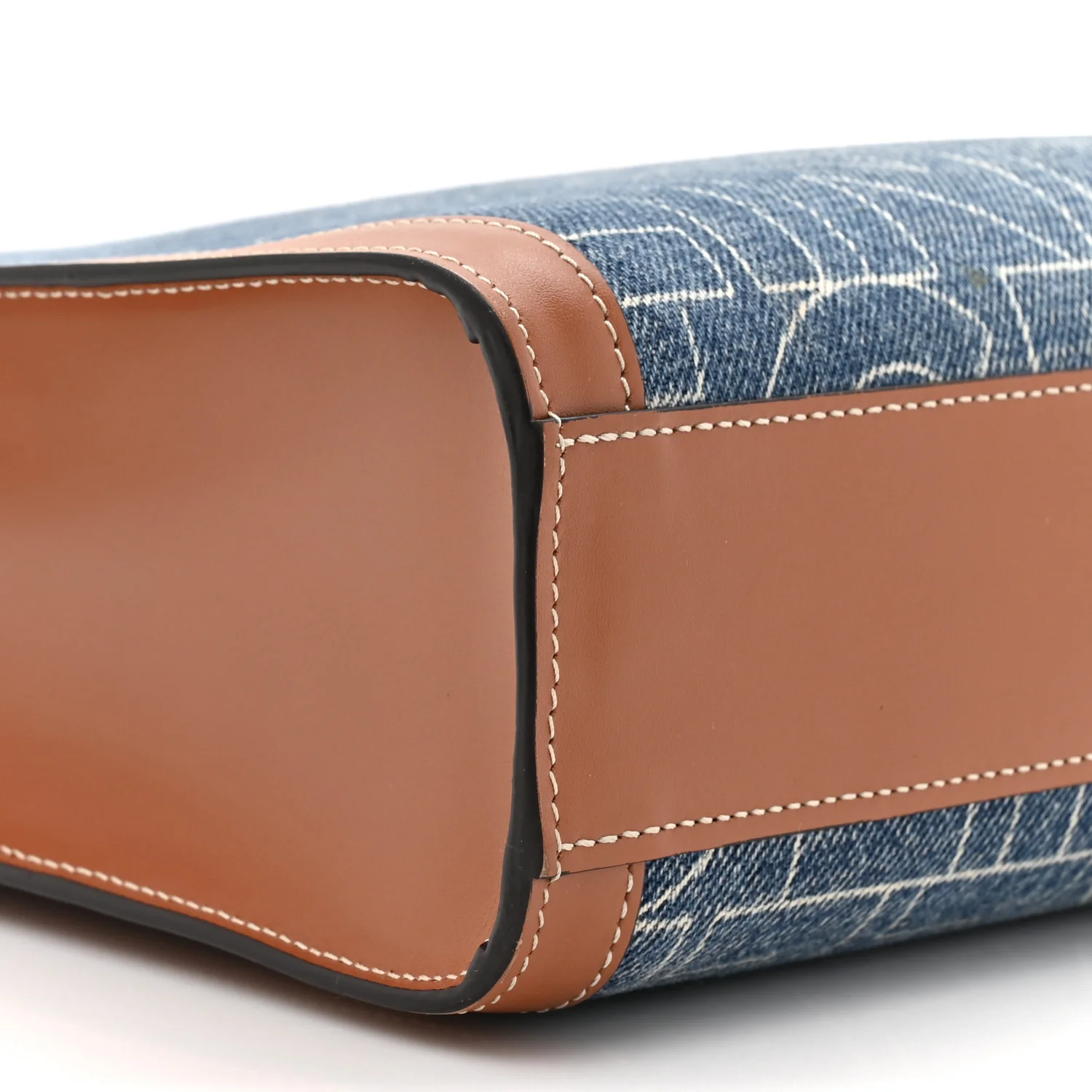 Denim All Over Print Small Vertical Cabas Navy Tan